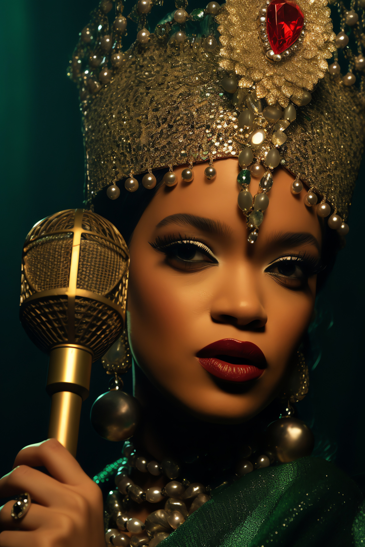 Celebrity Rihanna, Chart-topping singles, Emerald gaze, Ruby lips, Music iconography, HD Phone Image