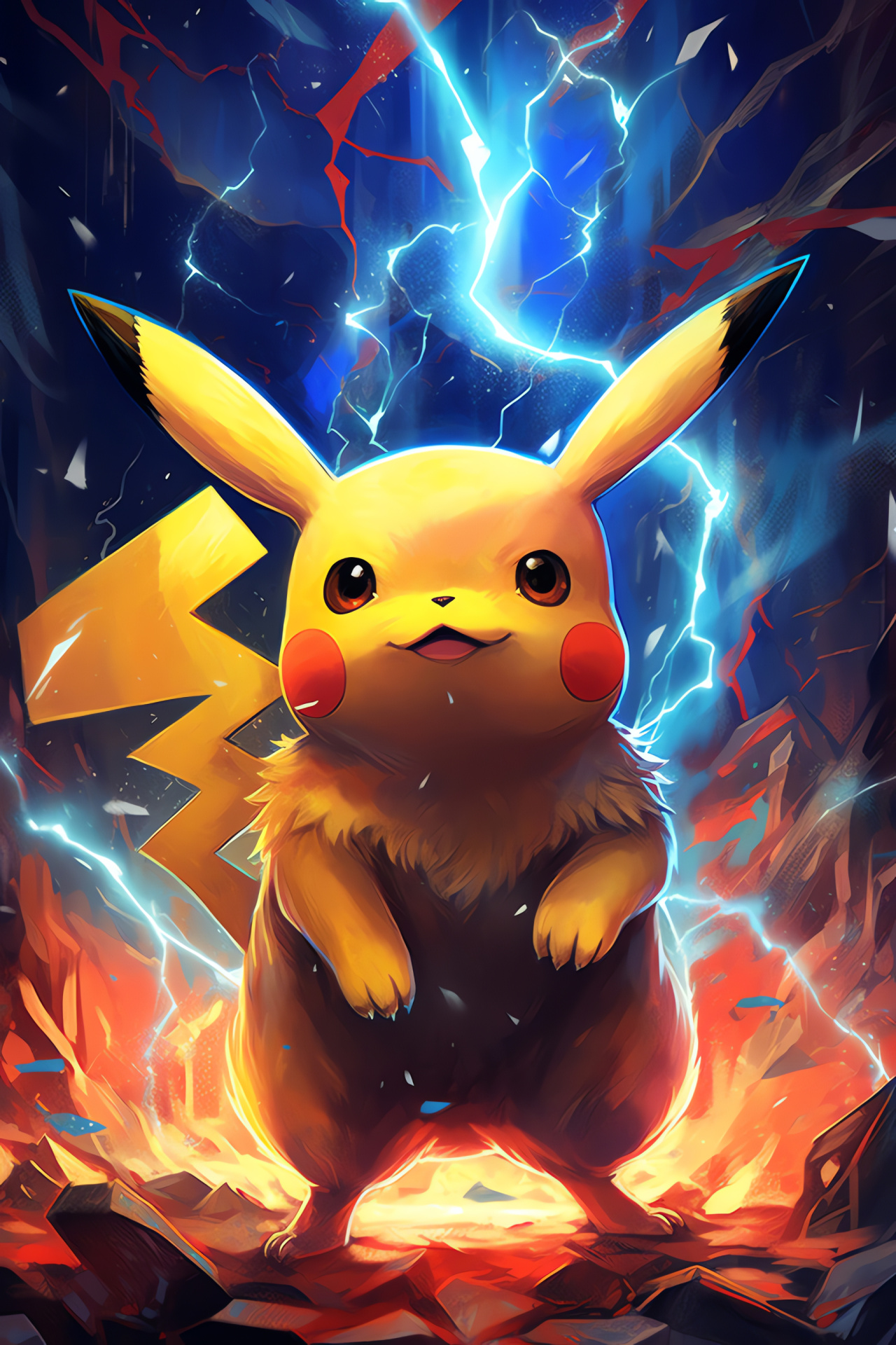 Electric Pikachu, Radiant yellow mascot, Playful demeanor, Pokemon franchise, Anime gaming icon, HD Phone Image