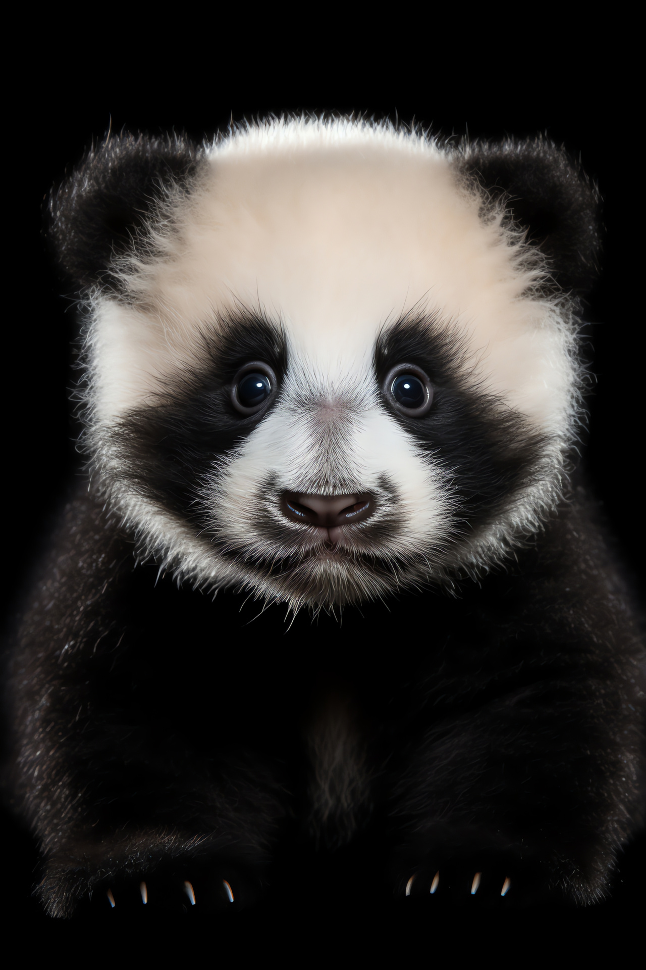 Panda, Ursid close-up, Fluffy bear fur, Animal portrait intimacy, Endearing wildlife, HD Phone Image