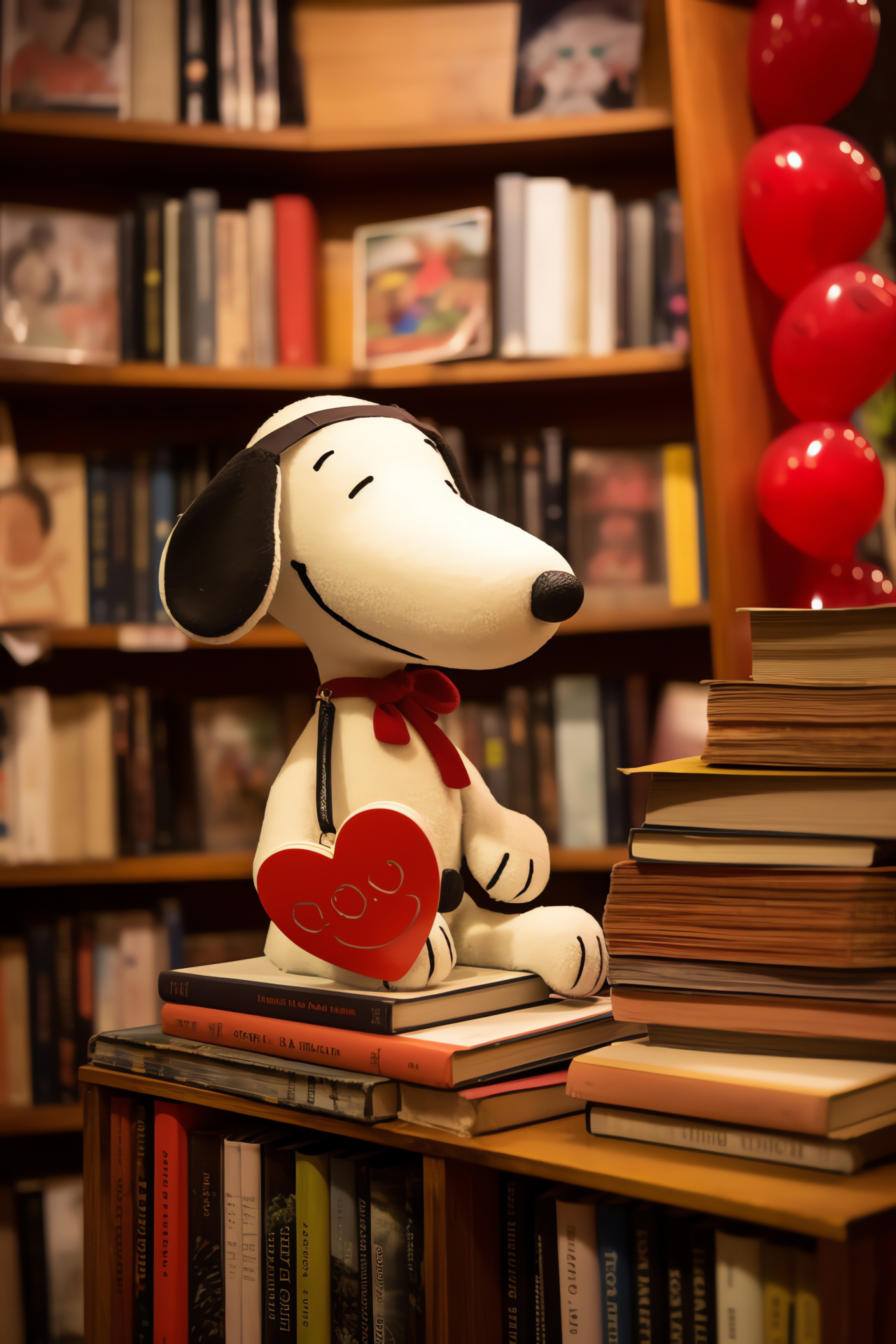 Snoopy, Romantic literature display, Bookshop charm, Poetry of love, Heart-themed illustrations, HD Phone Wallpaper