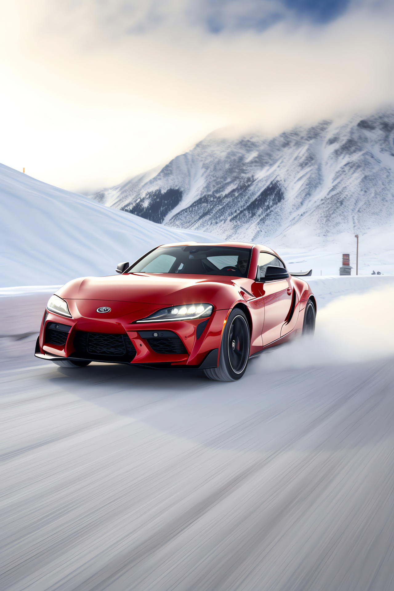 TRD engineered car, Toyota 86 snow performance, alpine driving, winter rally, dynamic handling, HD Phone Image