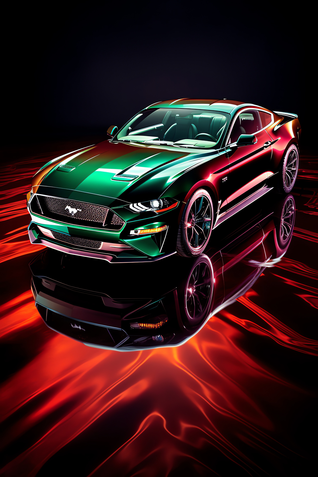 Ford Mustang elegance, High-angle auto view, Timeless sports car, Mustang legacy, Automotive aesthetics, HD Phone Wallpaper