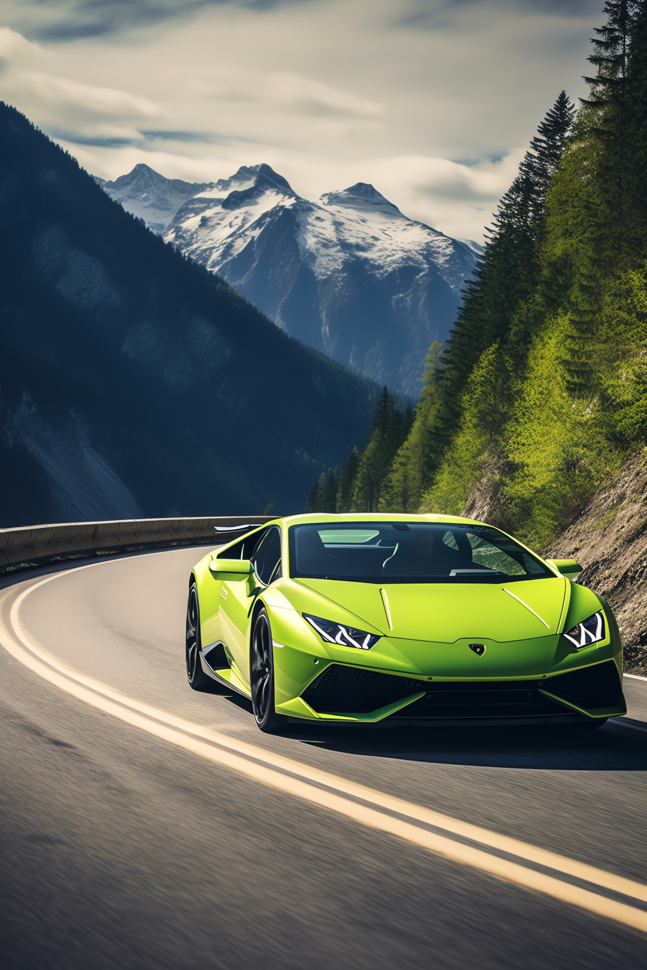 Lamborghini Huracn, Dolomite mountains, Supercar performance, Italian exotic, Mountain pathway, HD Phone Image