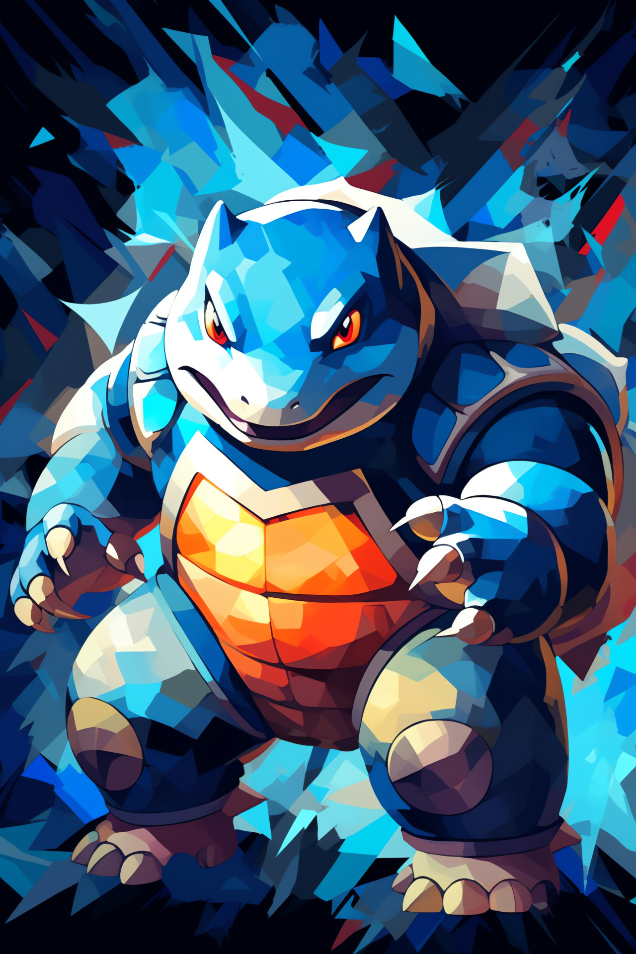 Tortoise warrior, Blastoise gaze, Starter evolution, Kanto behemoth, Aquatic battle, HD Phone Wallpaper