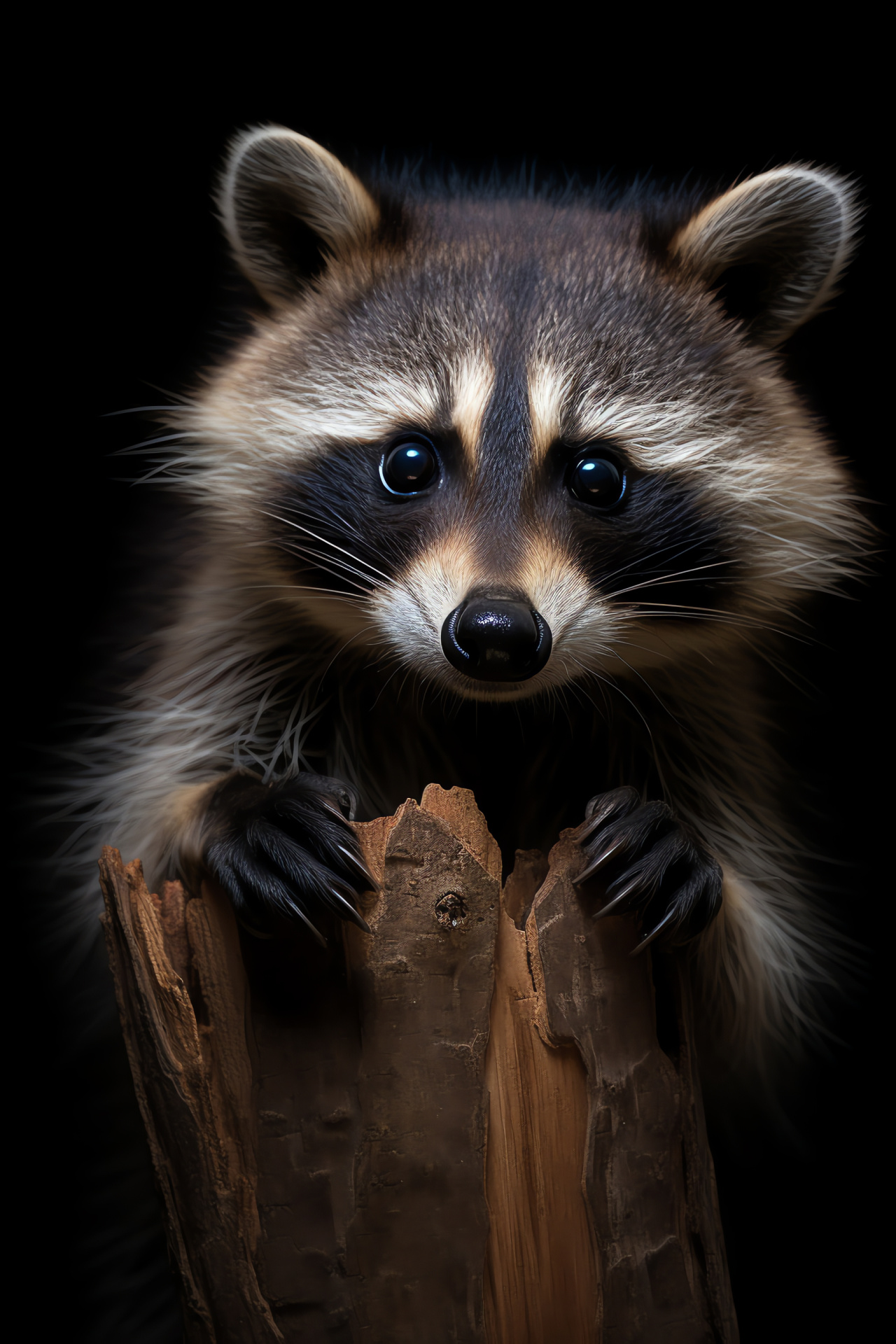 Raccoon observation, furry forager, backyard visitor, nocturnal eyes, urban animal, HD Phone Wallpaper