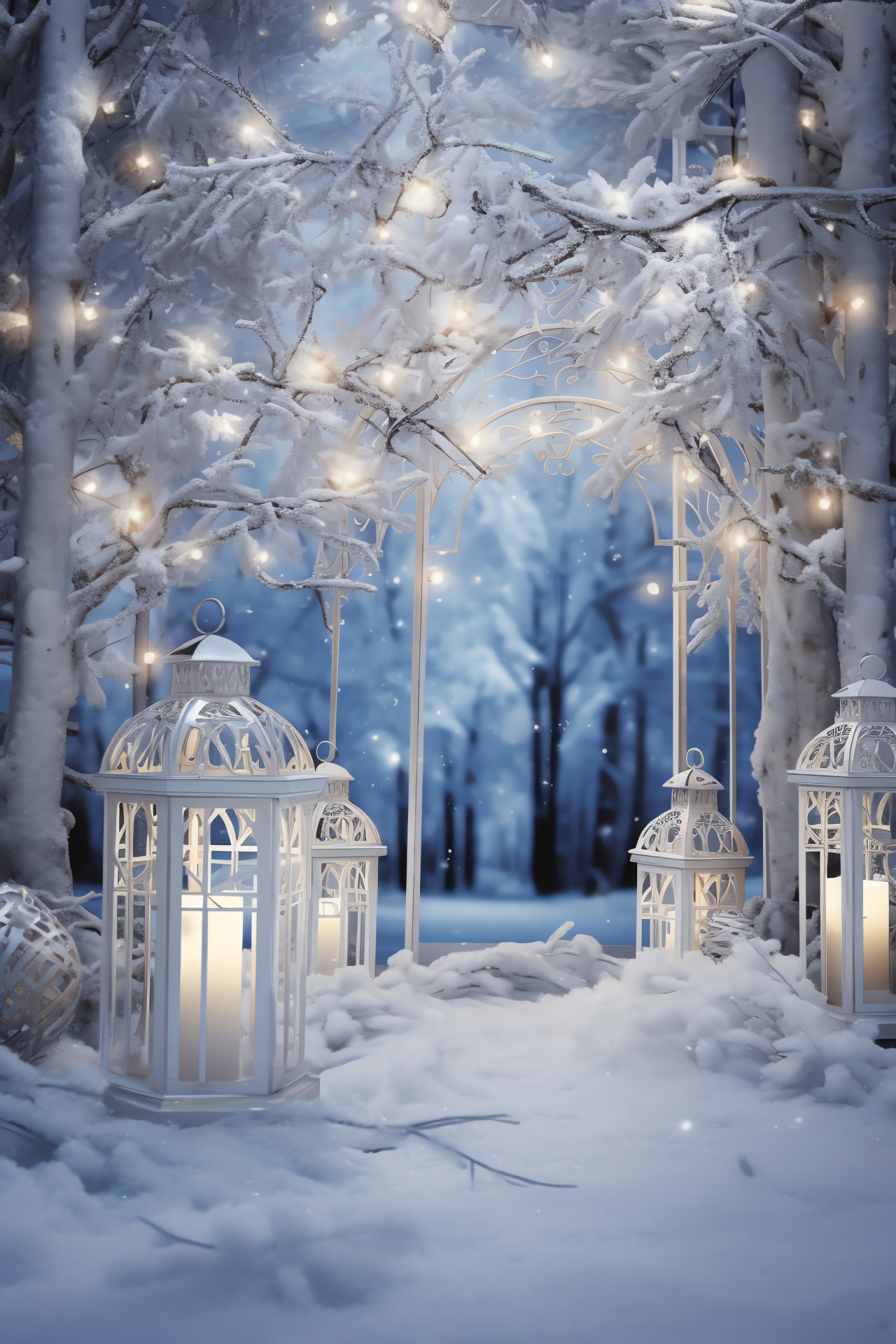 Yule, Enchanting forest, Evening luminescence, Midwinter rites, Seasonal lanterns, HD Phone Wallpaper