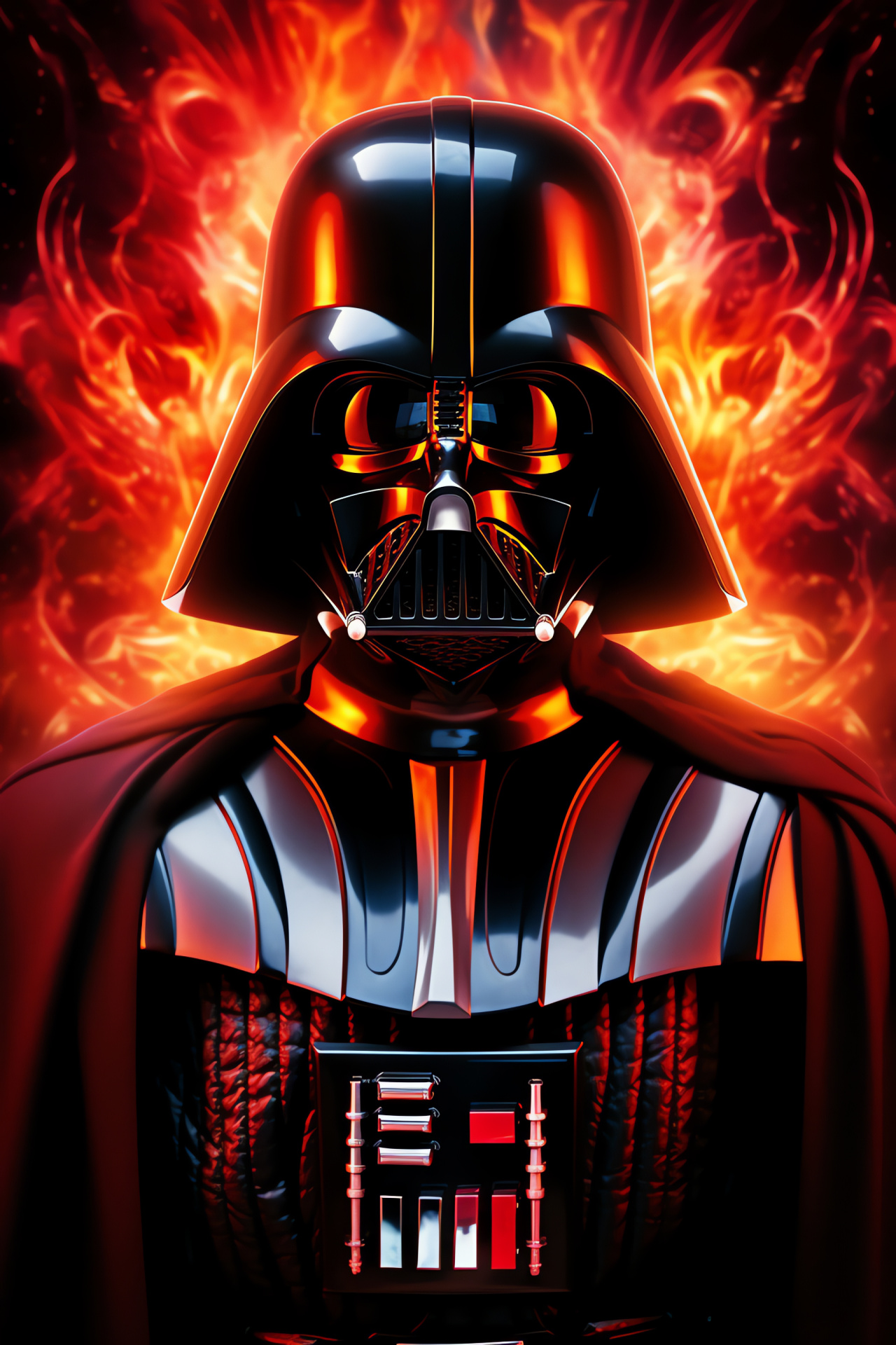 Darth Vader icon, dark visage, flowing patterns, Sith Lord's appearance, ominous presence, HD Phone Wallpaper