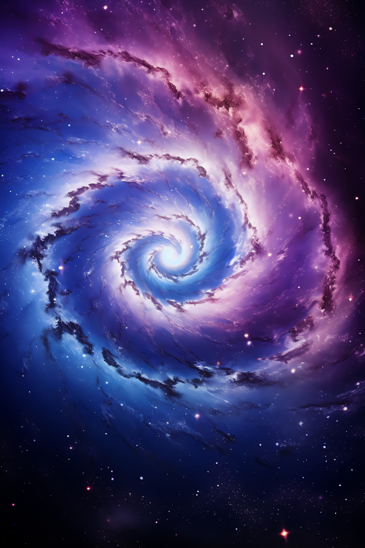 Spiral star system, M51 galaxy, celestial whirl, stellar composition, cosmic intricacy, HD Phone Wallpaper