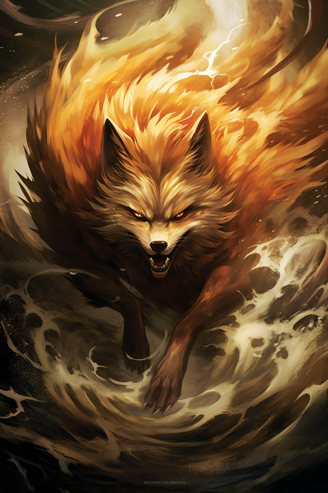 Naruto's mythic fox, Intense power struggle, Elemental fury, Imposing foe, Cyclonic forces, HD Phone Image