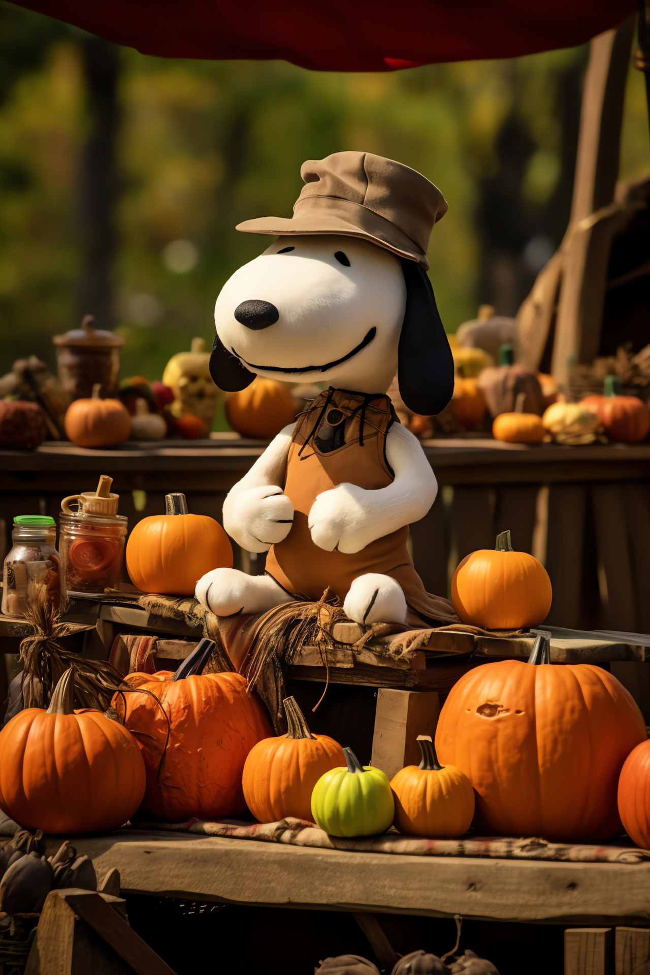 October holiday strip, Autumnal harvest, Farm attire, Gourds and fruit, Festive characters, HD Phone Image