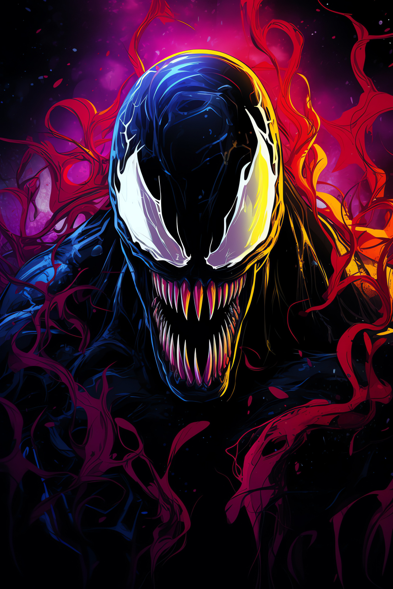 Venom anti-hero movie, Symbiote from space, Menacing black-exoskeleton, White spider symbol, Superhuman powers, HD Phone Wallpaper