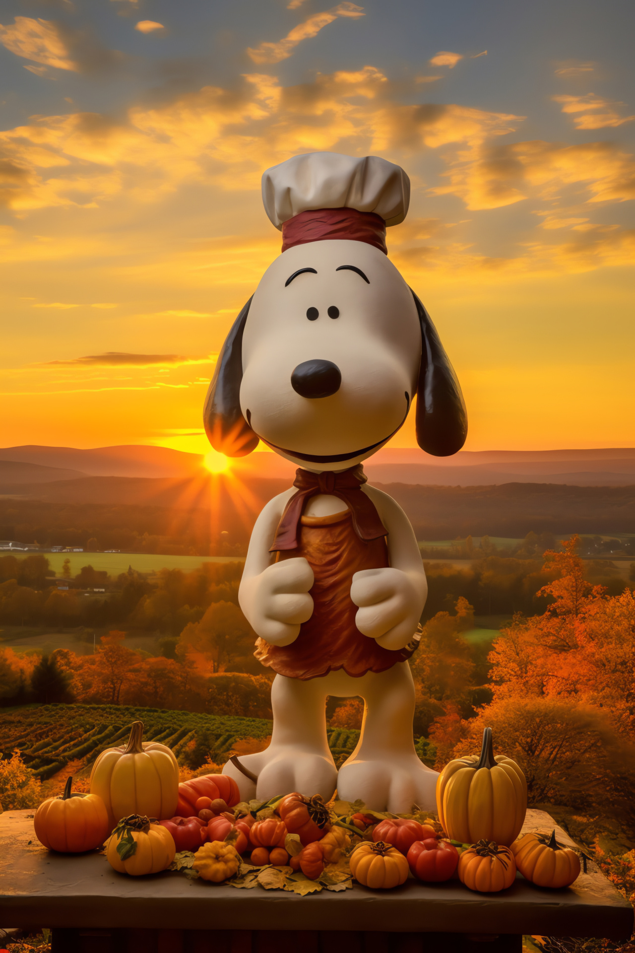 Peanuts characters, Festive attire, Bird costume, Thanksgiving theme, Animated holiday, HD Phone Image