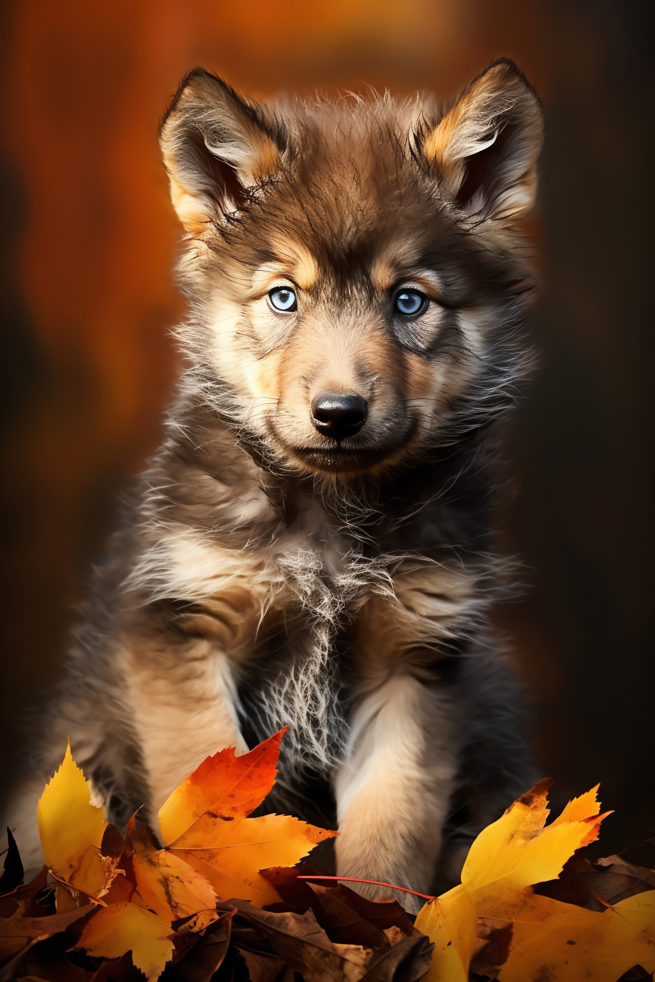 Wolf pup, Canine offspring, Furry young, Playful predators, Moment of innocence, HD Phone Image