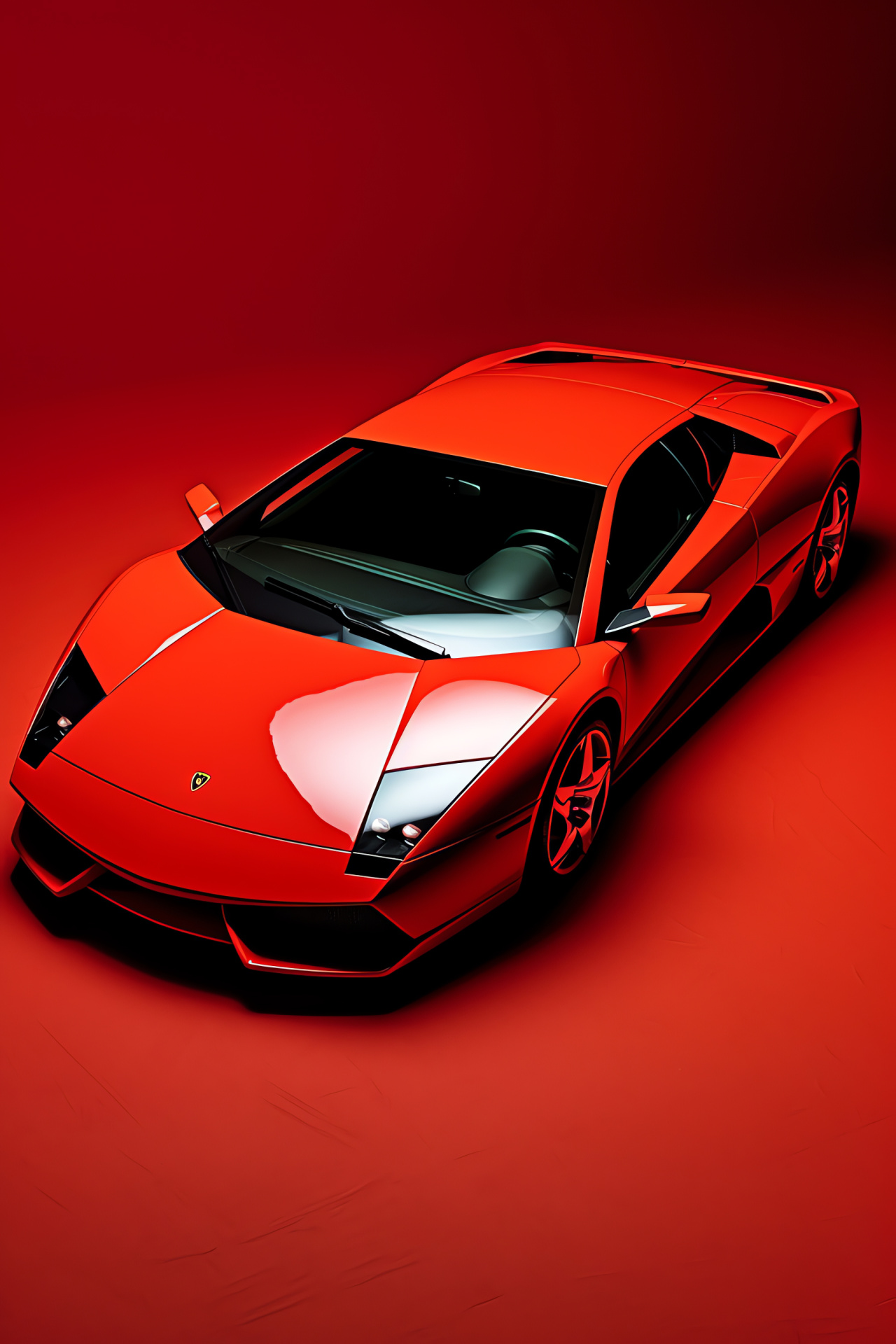 Murcielago supercar, Red sports car background, Overhead vehicle shot, Performance automotive design, Luxury auto stance, HD Phone Image