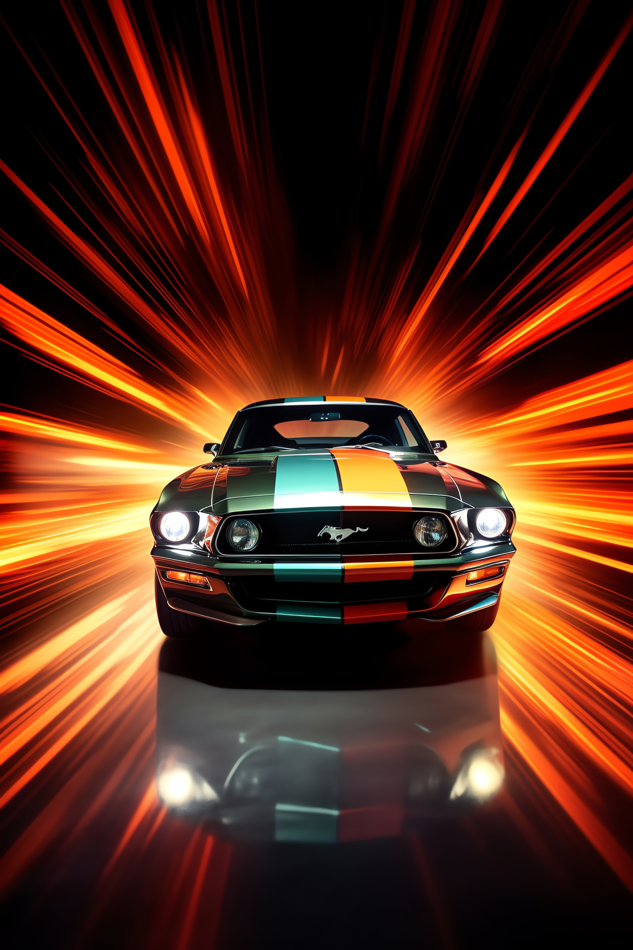 Mustang auto, Dynamic visuals, Artwork backdrop, Automotive photography, Performance vehicle, HD Phone Image