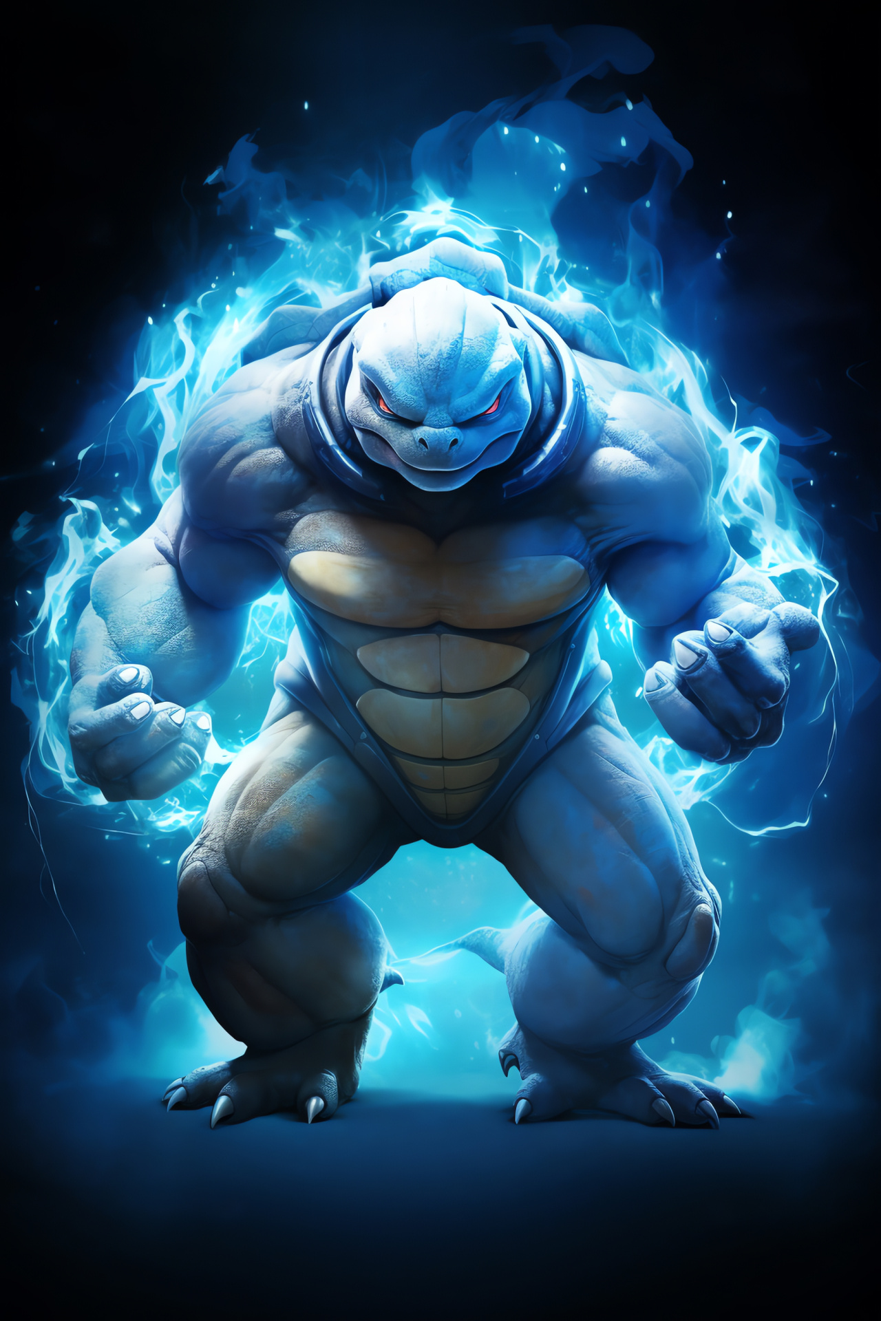Blastoise's determined stare, cannon-equipped shell, hydro pump ready, tactical defense, Water-type, HD Phone Wallpaper