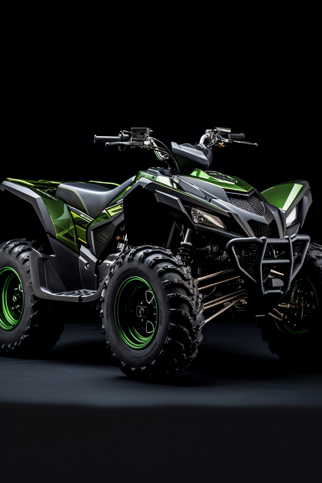 Raptor 700 Sport, Aerial view, Uniform backdrop, Luminous green shade, Sport ATV engineering, HD Phone Wallpaper