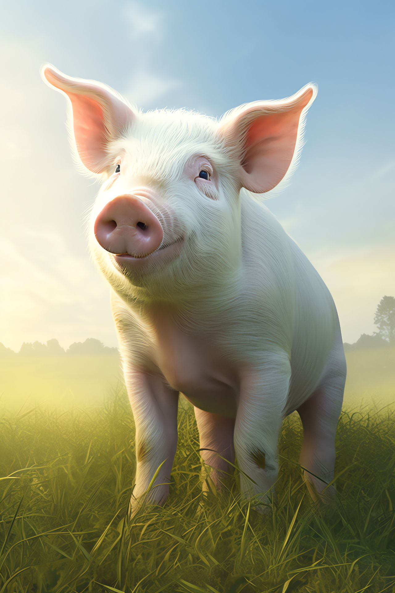 White pig, Farmyard animal, Pale gray patches, Short haired species, Blue eyed pig, HD Phone Wallpaper