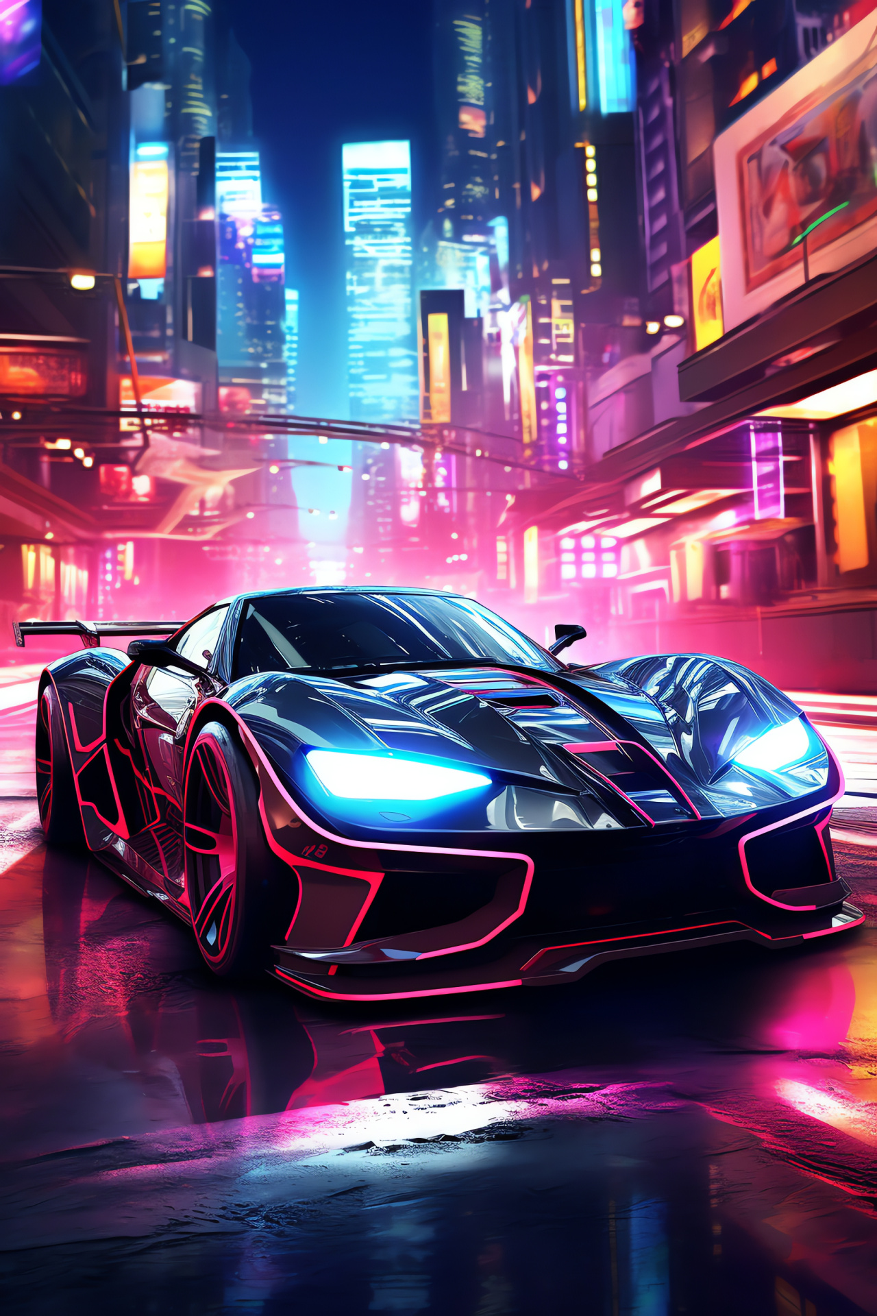 Interactive gaming experience, Need for Speed racing, Urban skyline inspiration, Luminous city night life, High-octane vehicle depiction, HD Phone Image