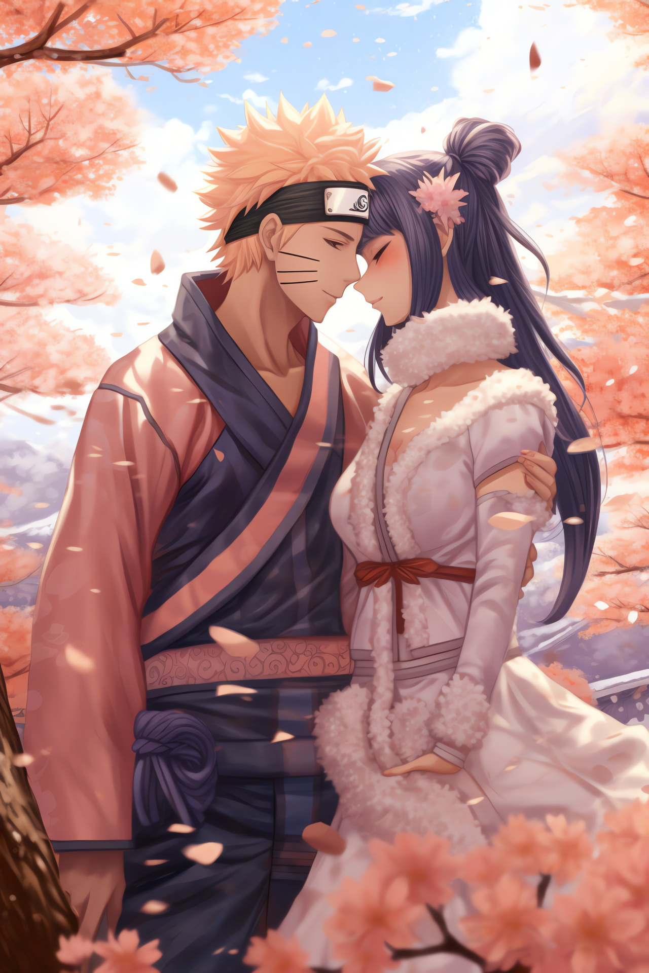 Naruto Uzumaki, Hinata Hyuga, sentimental scene, Anime devotion, emotional climax, HD Phone Image
