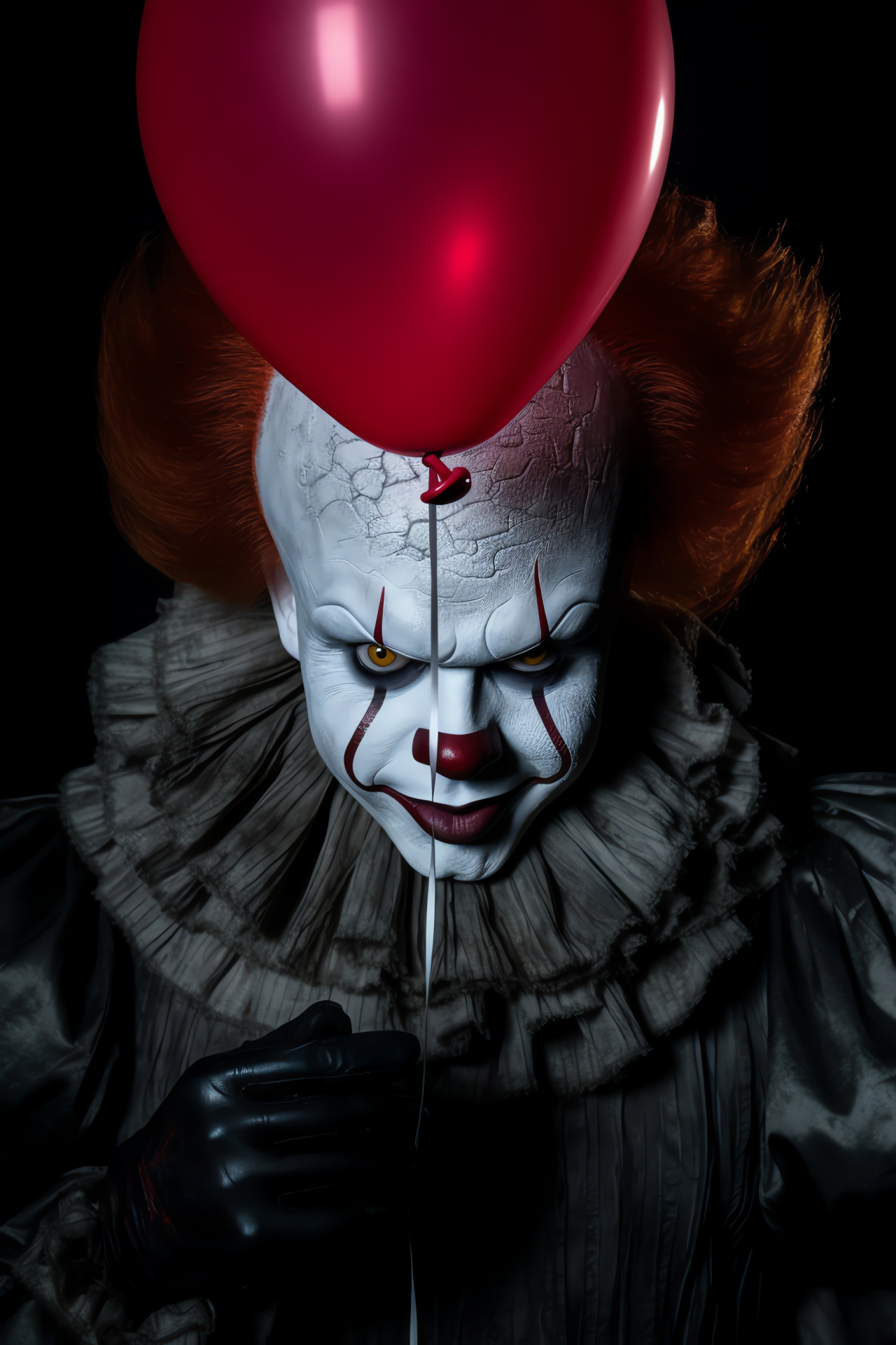 Pennywise dark aura, Sinister clown face, Balloon of fear, Macabre stare, Horror film emblem, HD Phone Image