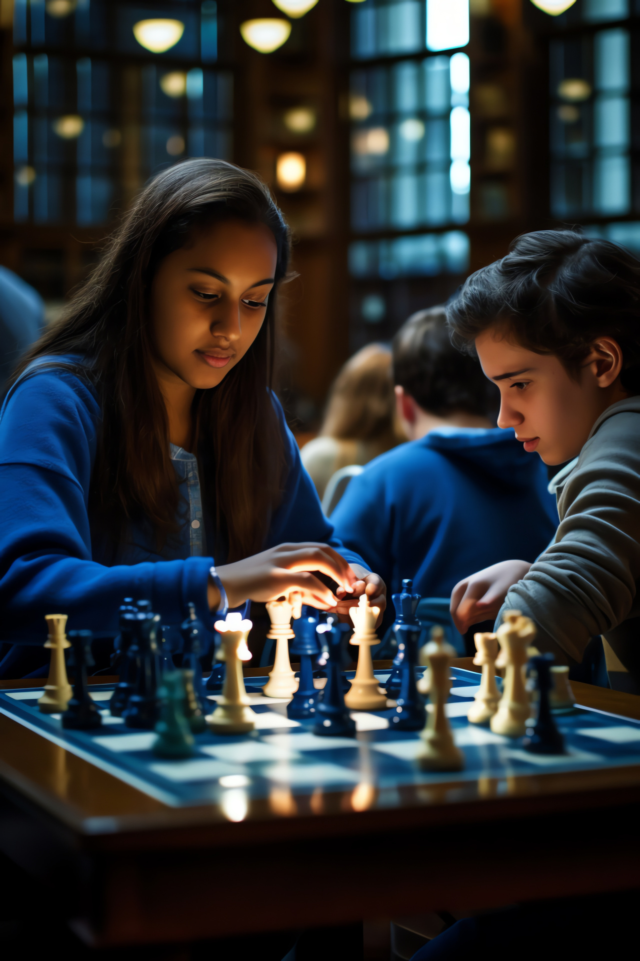 Department of Ravenclaw, Enchanted chess set, School of Magic, Group of students, Strategic game, HD Phone Image