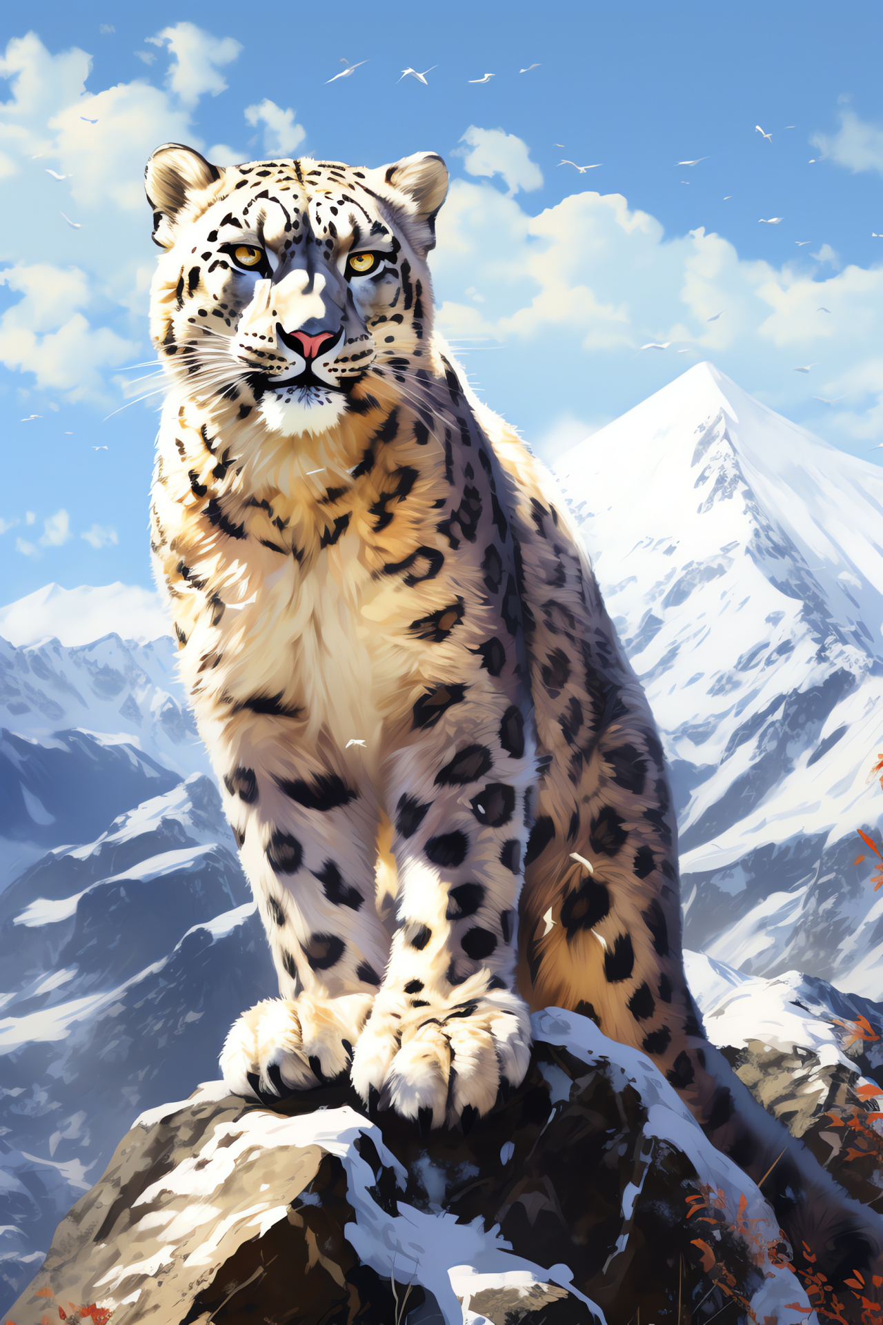 Snow Leopard, Elusive nature, Alpine wildlife, Conservation symbol, Snow-dwelling feline, HD Phone Image