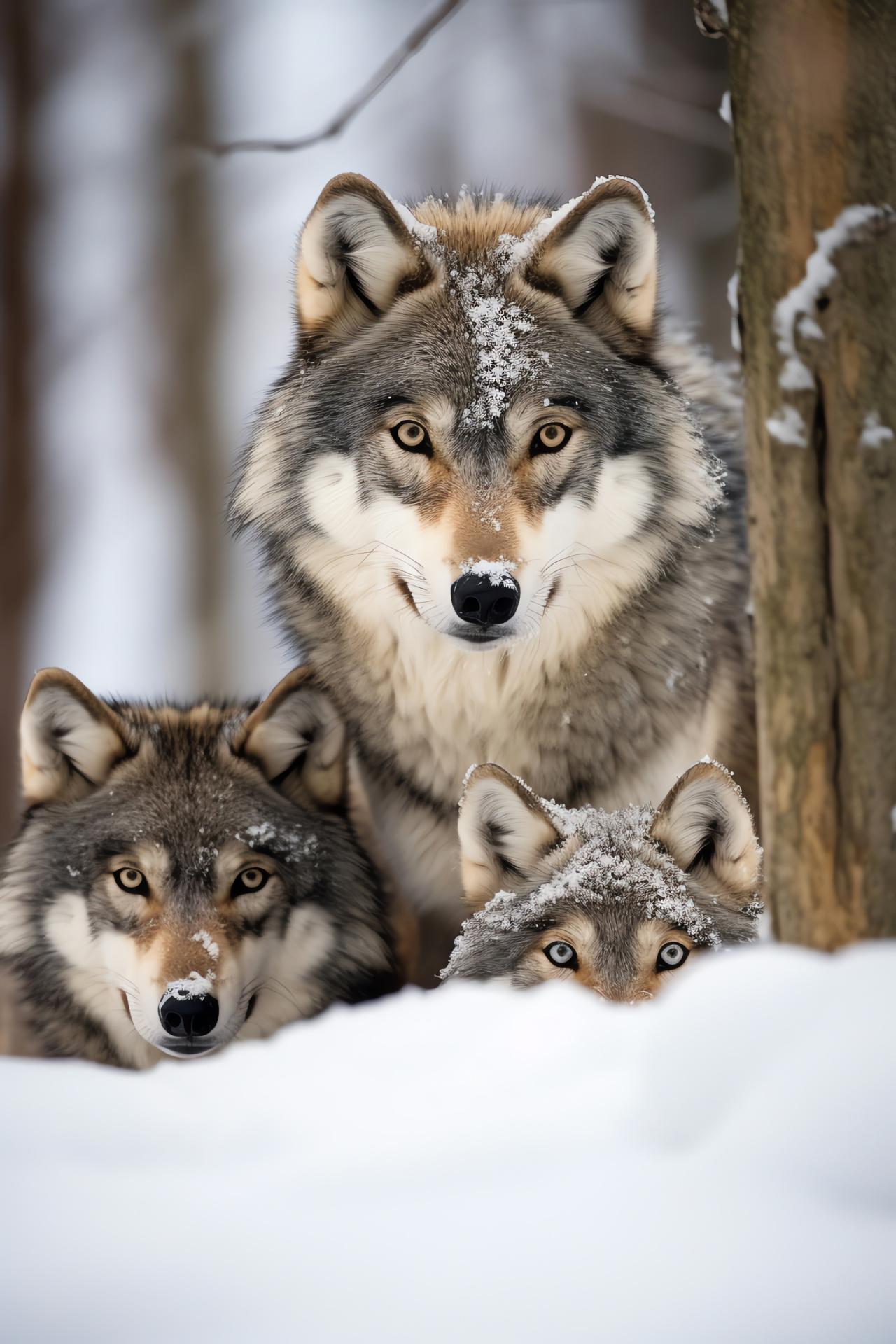 Canine pack, Arctic origin, lupine family, dense forests, territorial behavior, HD Phone Image