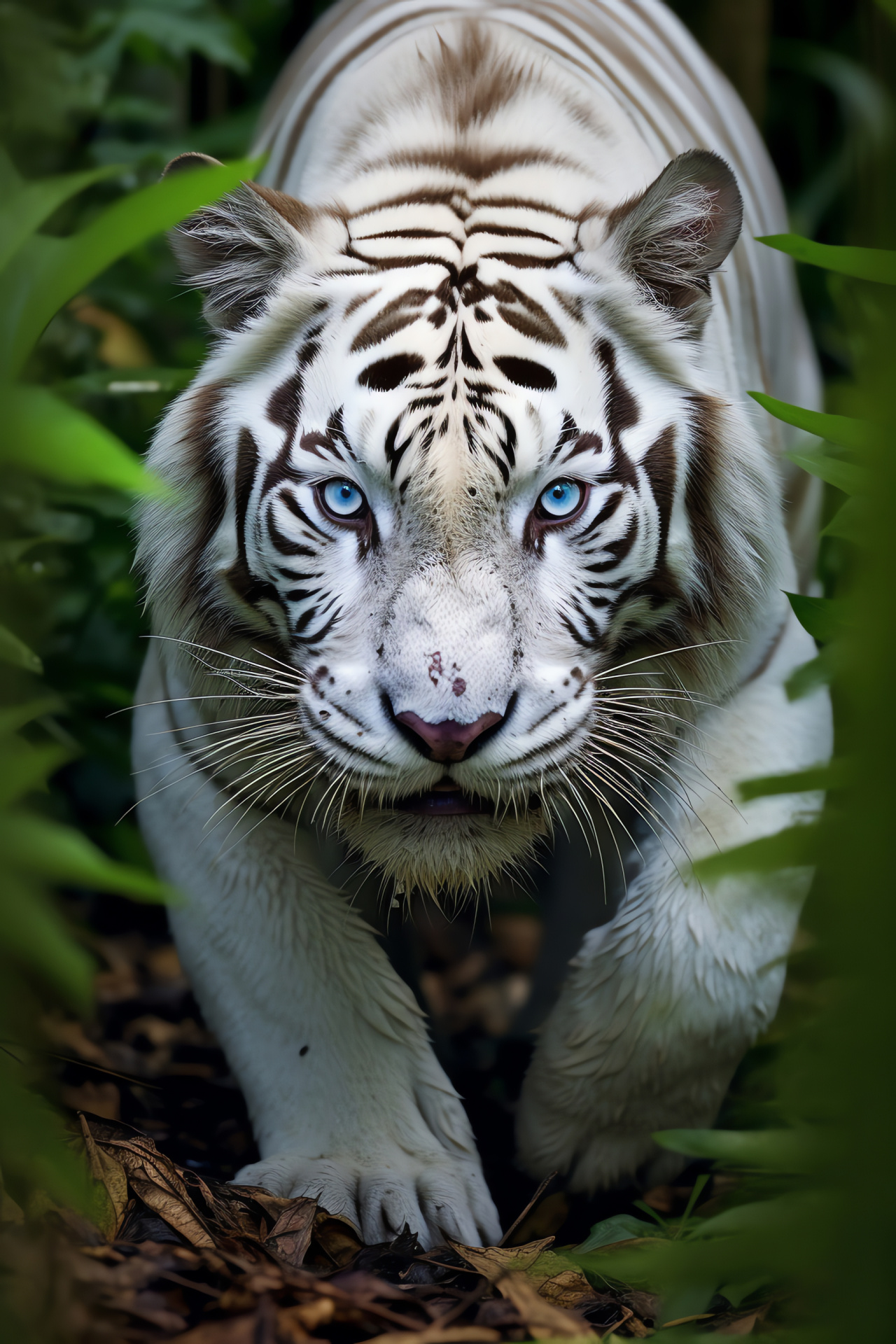 Magnificent White Hunter, Deep Ocean Iris, Velveteen Creature, Contrastive Stripes, Mystery of Nature, HD Phone Image