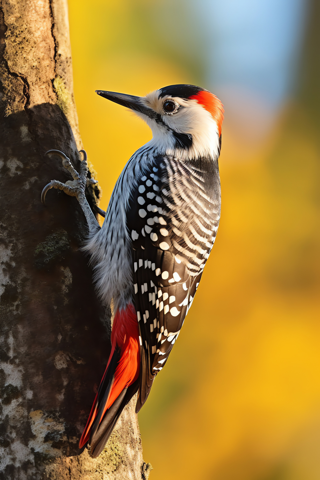 Endangered species, Avian wildlife, Red accent, Climbing bird, Natural close-up, HD Phone Wallpaper