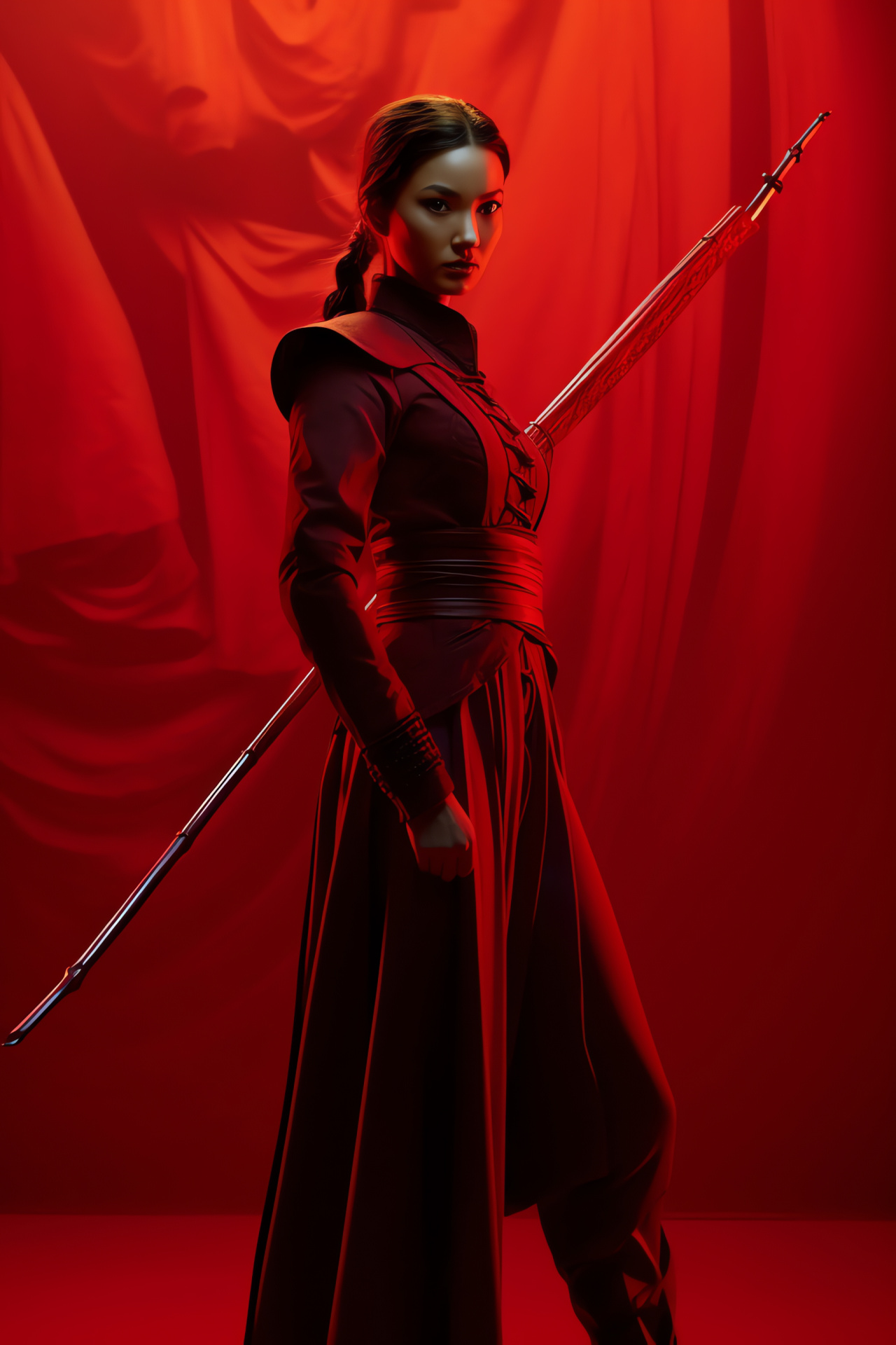 Mulan poised archer, Destiny's call, Red hues, Empowering full stance, Movie character, HD Phone Wallpaper