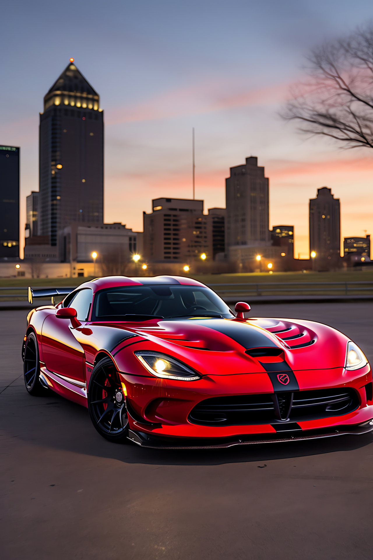 SRT Viper, Woodward Avenue, ACR-X model, High-performance V10 engine, Urban Detroit backdrop, HD Phone Wallpaper