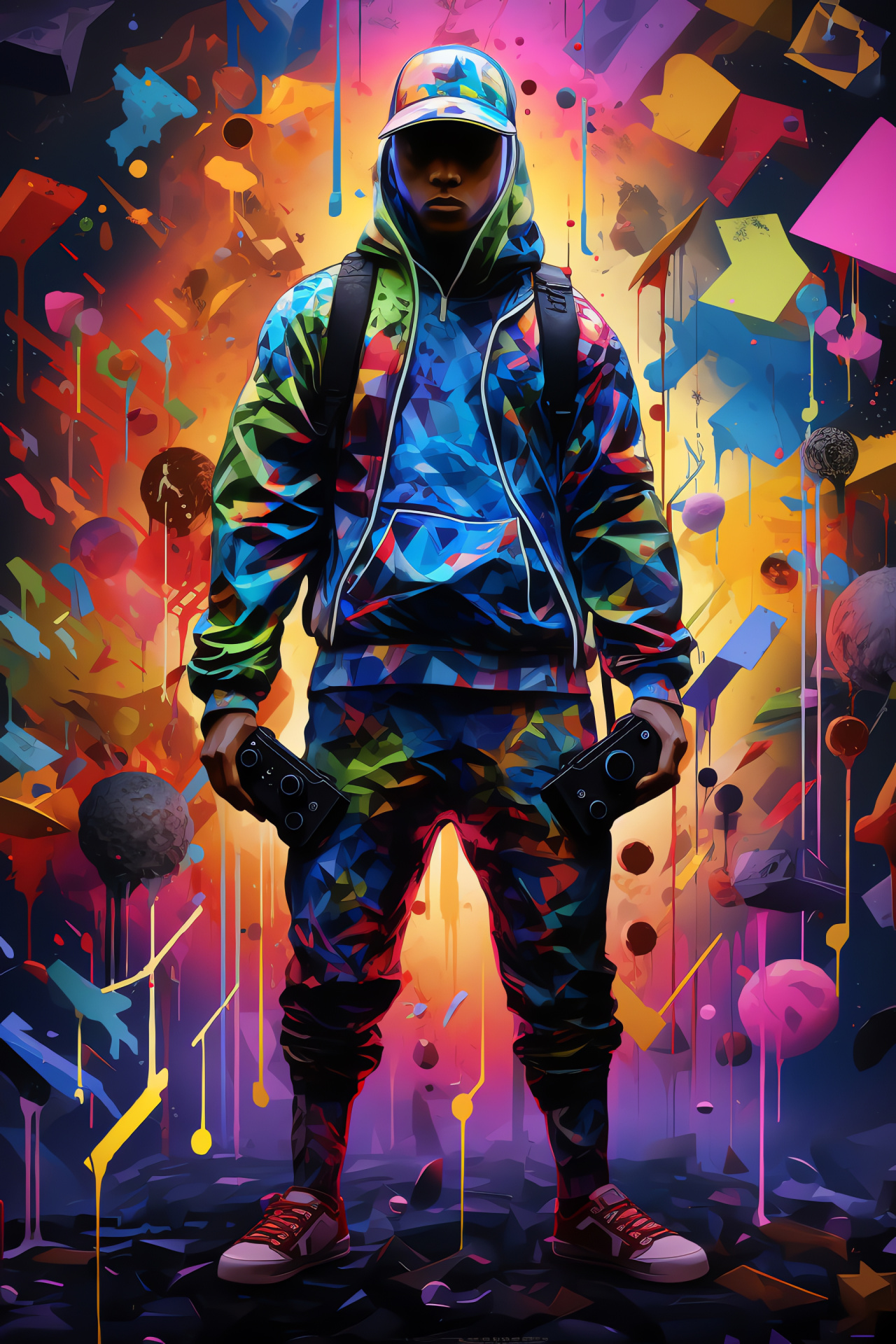 Dominant gaming protagonist, Deep blue-eyed character, Towering PlayStation figure, Heroic gamer stance, Gaming universe, HD Phone Wallpaper