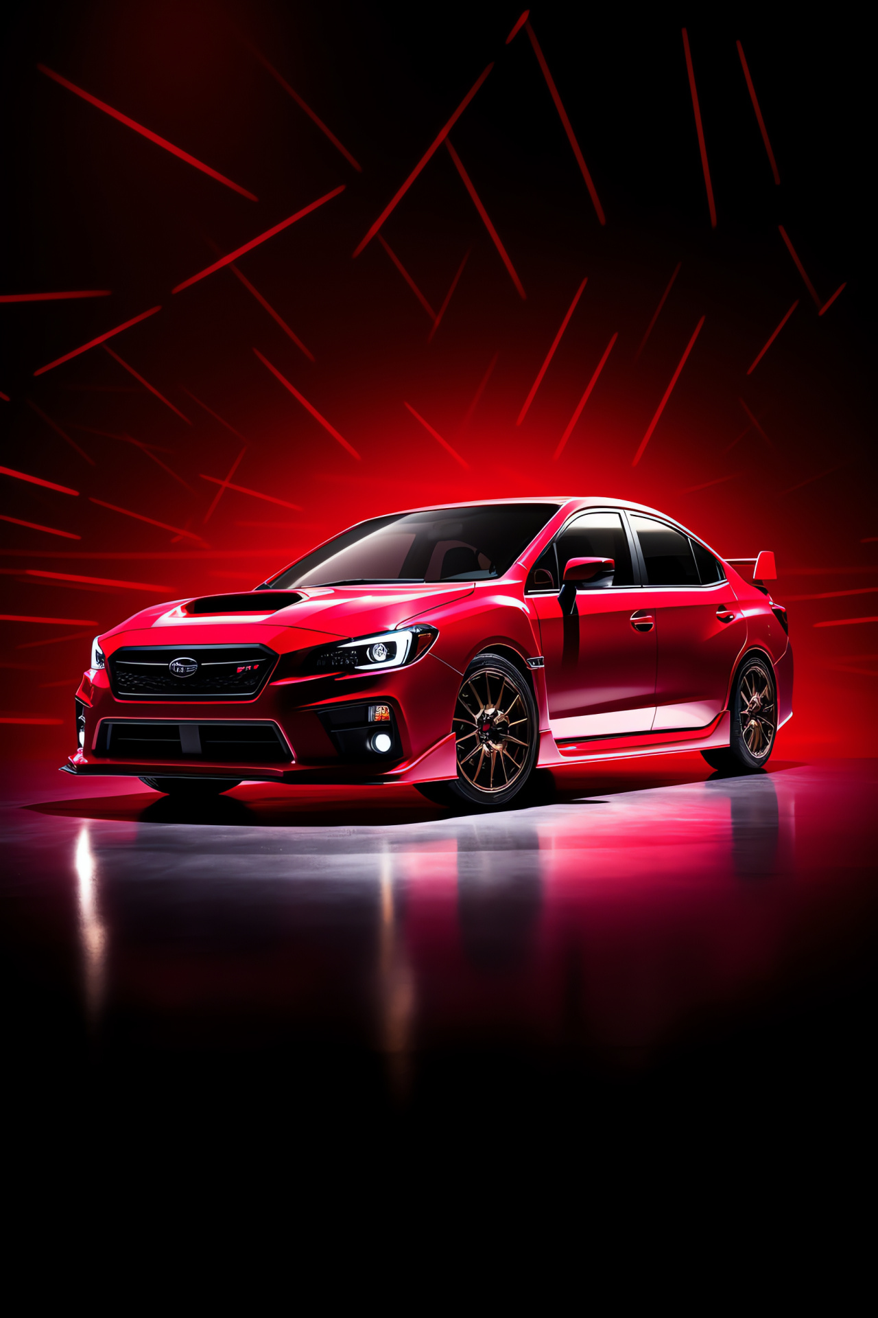 Subaru Impreza, aerial performance, city panorama, metallic body, urban adventure, HD Phone Wallpaper