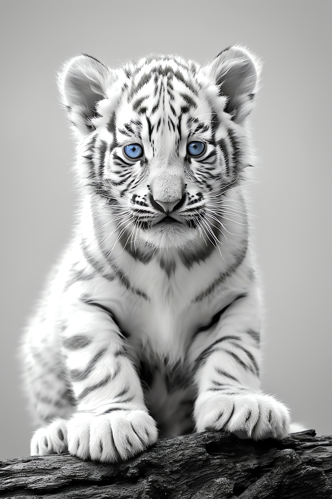 Big cat offspring, exuberant traits, cyan oculars, playful spirit, dual-tone background, HD Phone Image