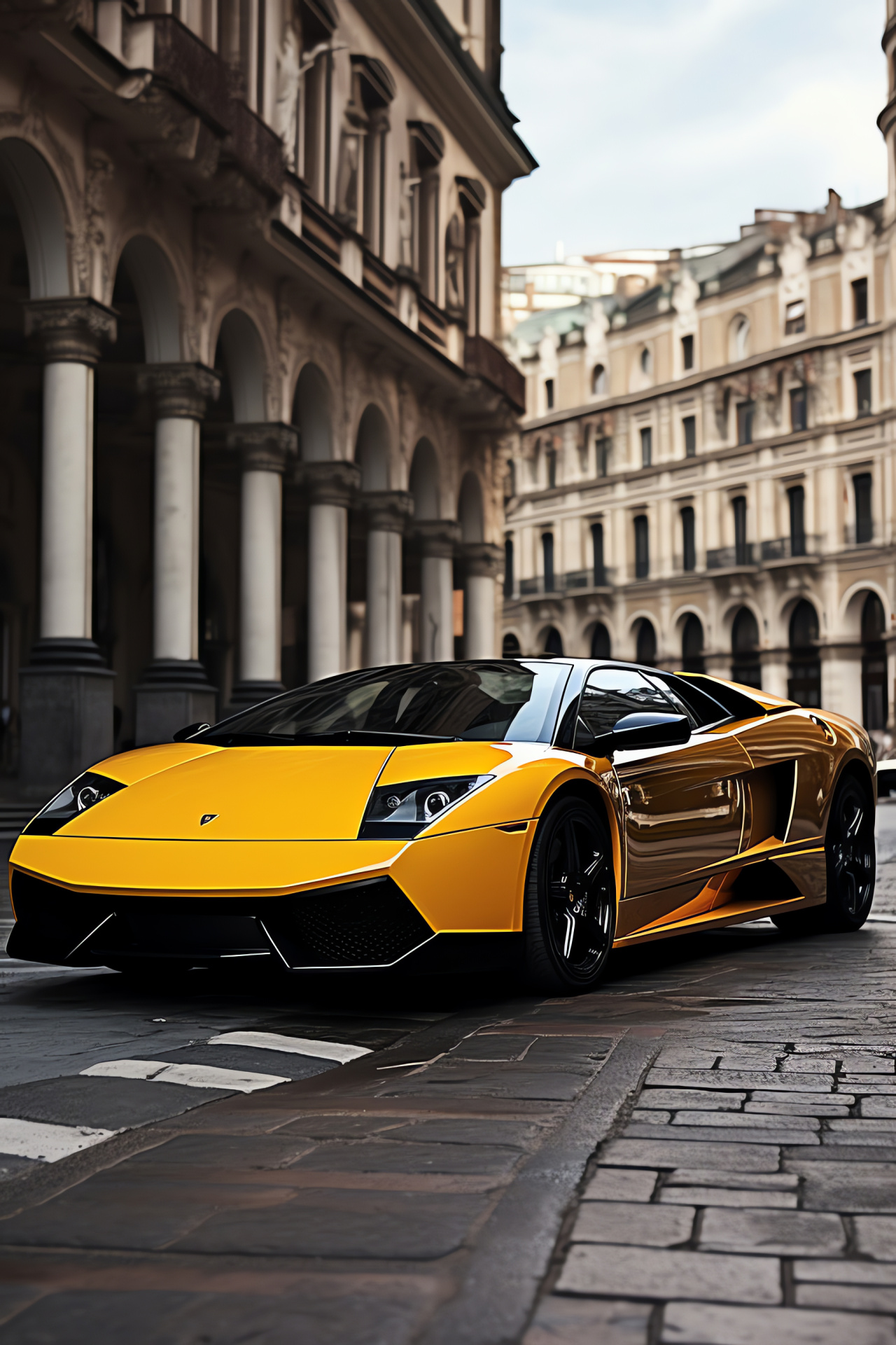 Lamborghini Murcielago elegance, Italian supercar, Versace special edition, Milan landmarks, LP640-4 automotive style, HD Phone Image