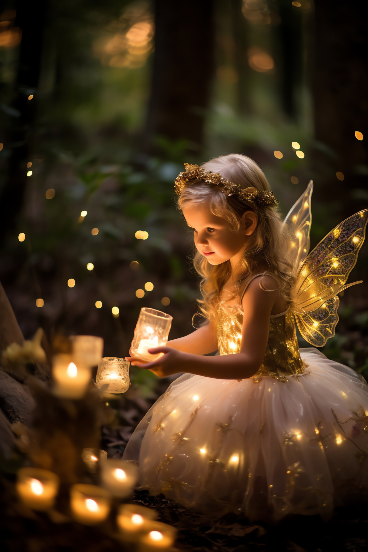 Birthday celebration, Enchanted fairy theme, Magical forest ambiance, Fireflies glow, Festive twinkling, HD Phone Image