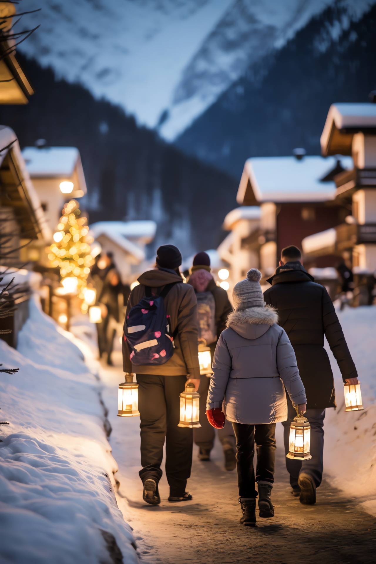 Tyrolean Solstice, Obergurgl ambience, Alpine torch march, Community involvement, Nighttime festivity, HD Phone Image