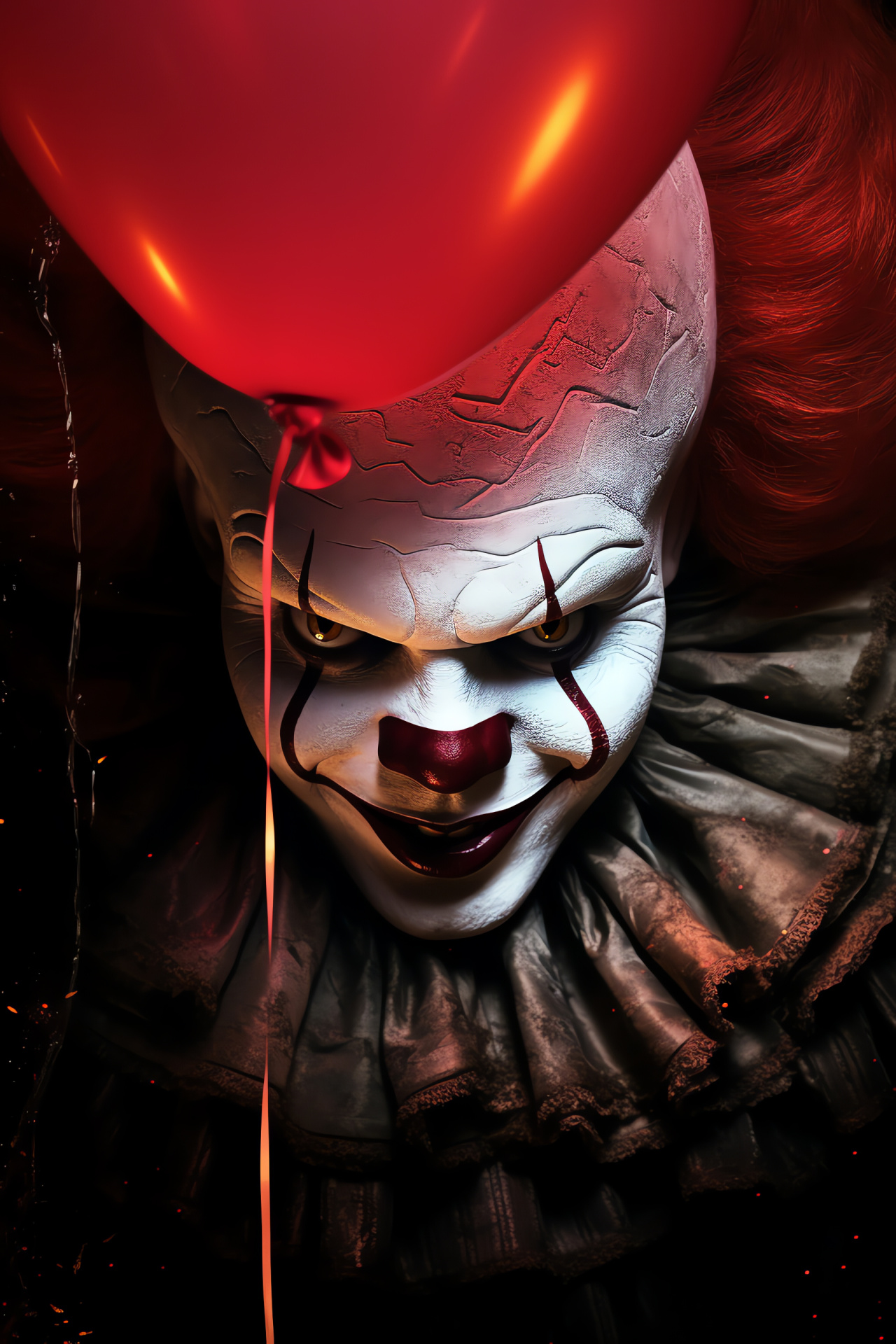 Pennywise The Clown, infamous clown, swirling abstraction, hypnotizing eyes, impish demeanor, HD Phone Image