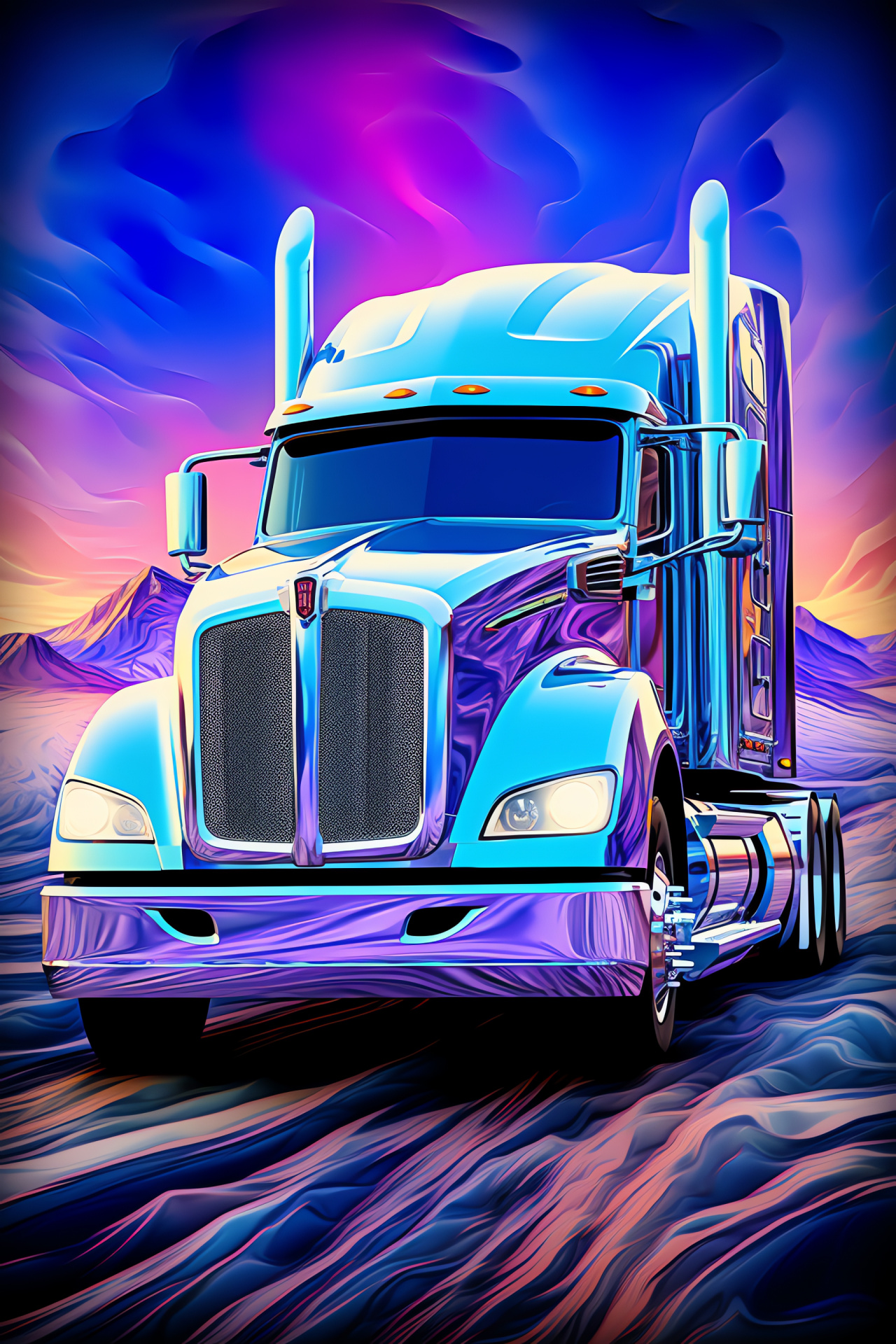 Kenworth T680 Semi Truck, Futuristic highways, Hauling landscape, Aerodynamic truck design, Cross-country trailer, HD Phone Wallpaper