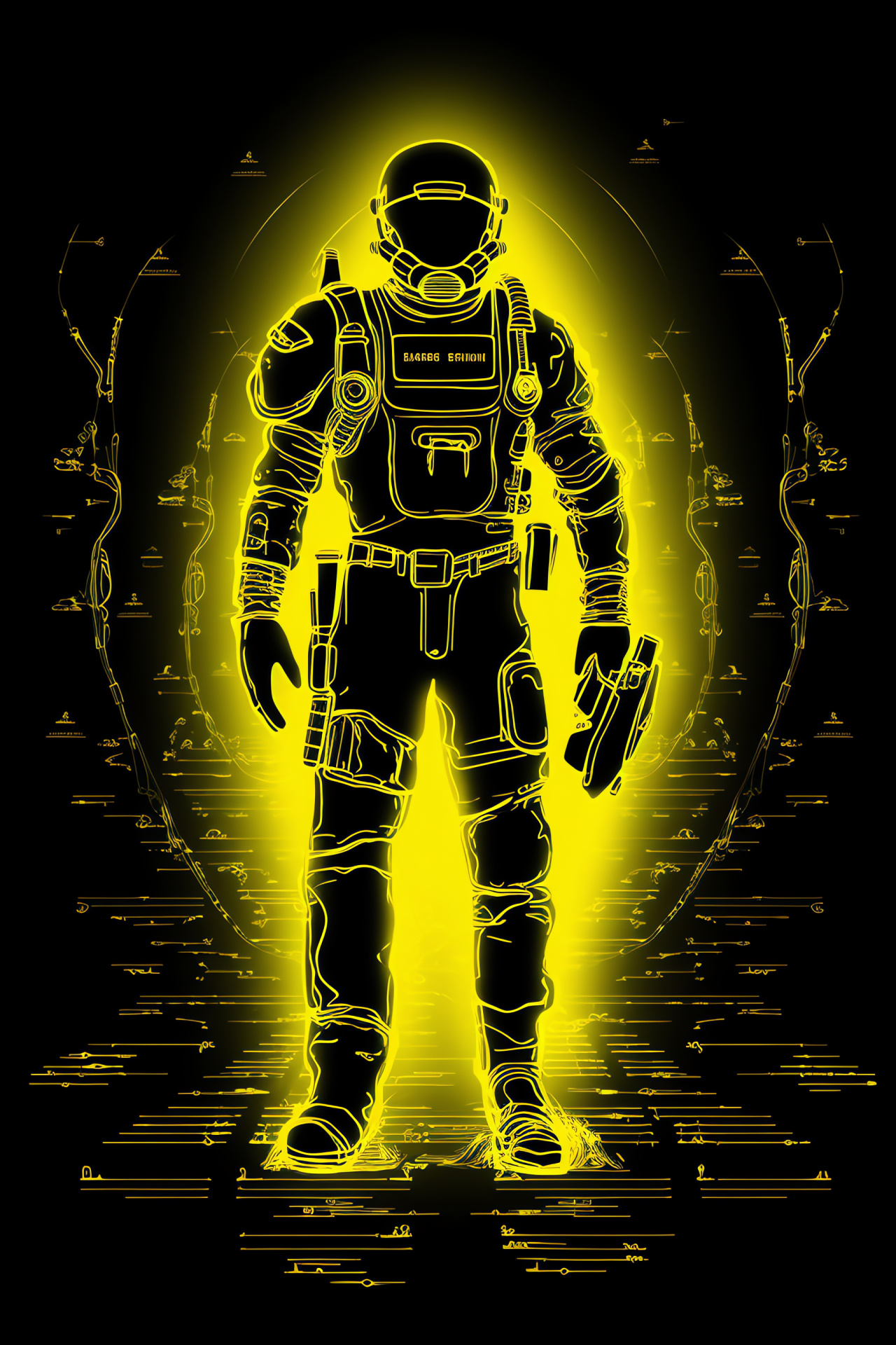 Pip Boy, Bright-eyed interface, Casual tech stance, Wrist gadget, Gleaming pattern, HD Phone Image