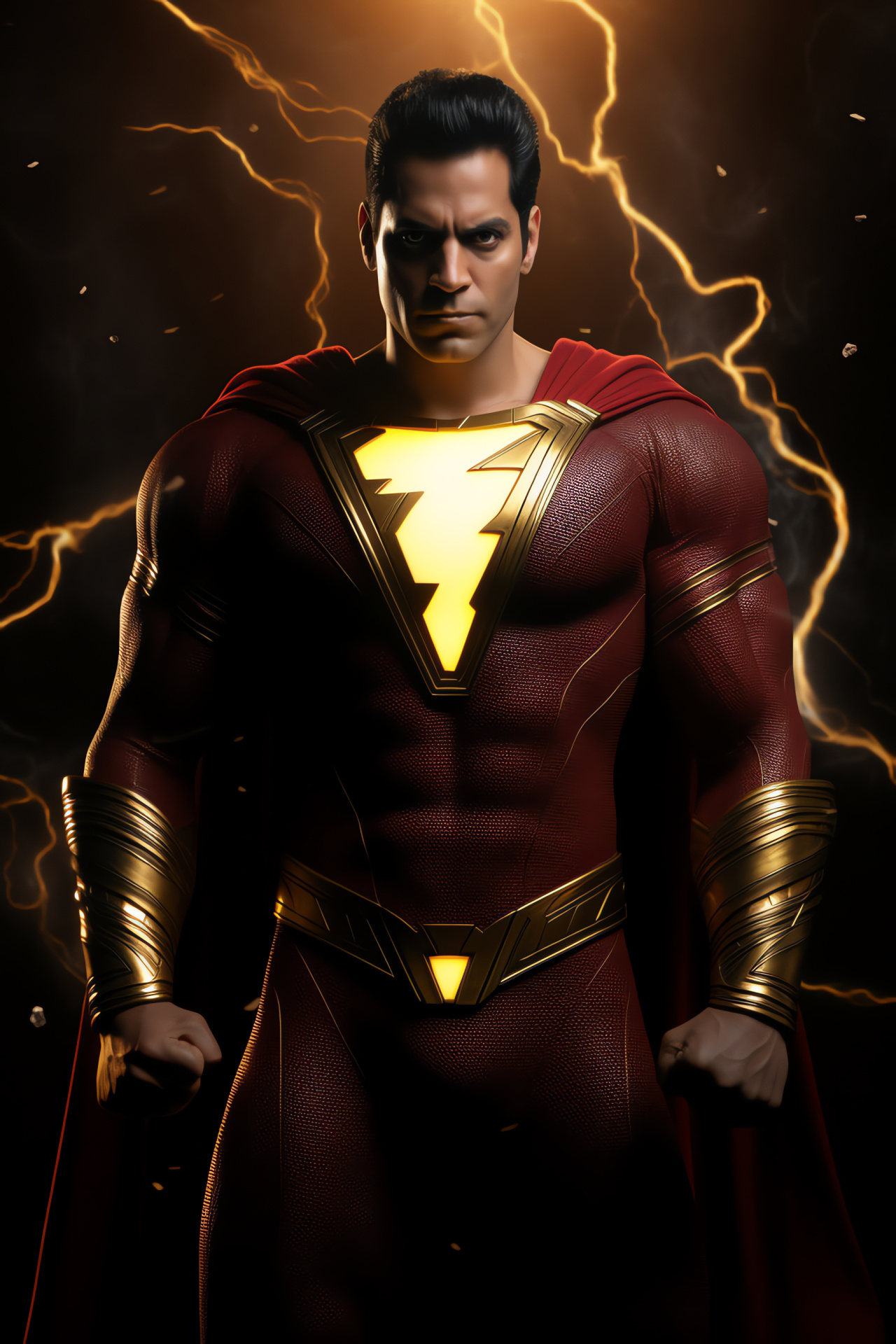 Shazam, Superhuman strength, DC Superhero costume, Commanding presence, Cinematic magic, HD Phone Wallpaper