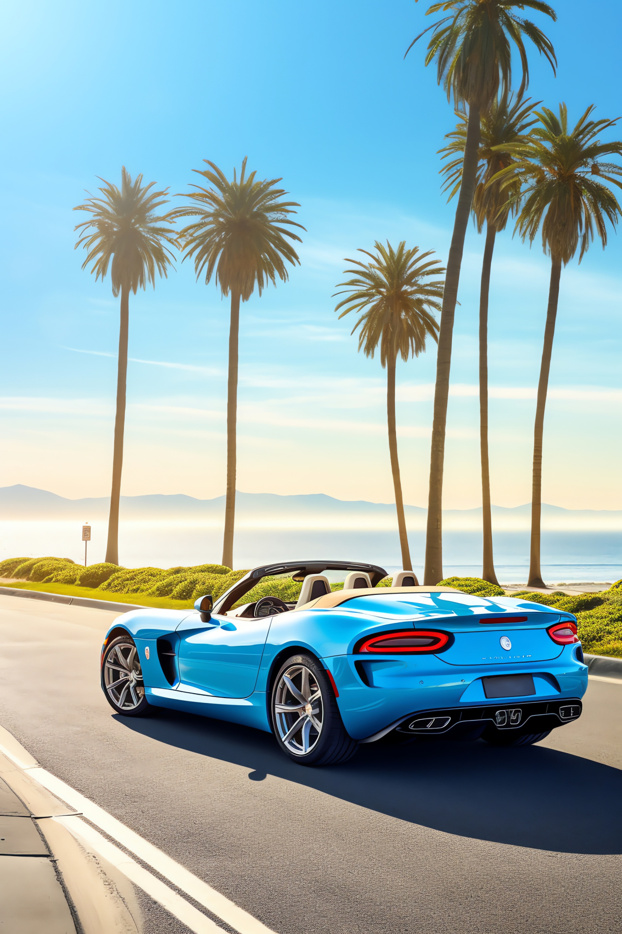 SRT Viper, American Convertible, Coastal Scenery, Opulent Automobile, Leisure Drive, HD Phone Wallpaper