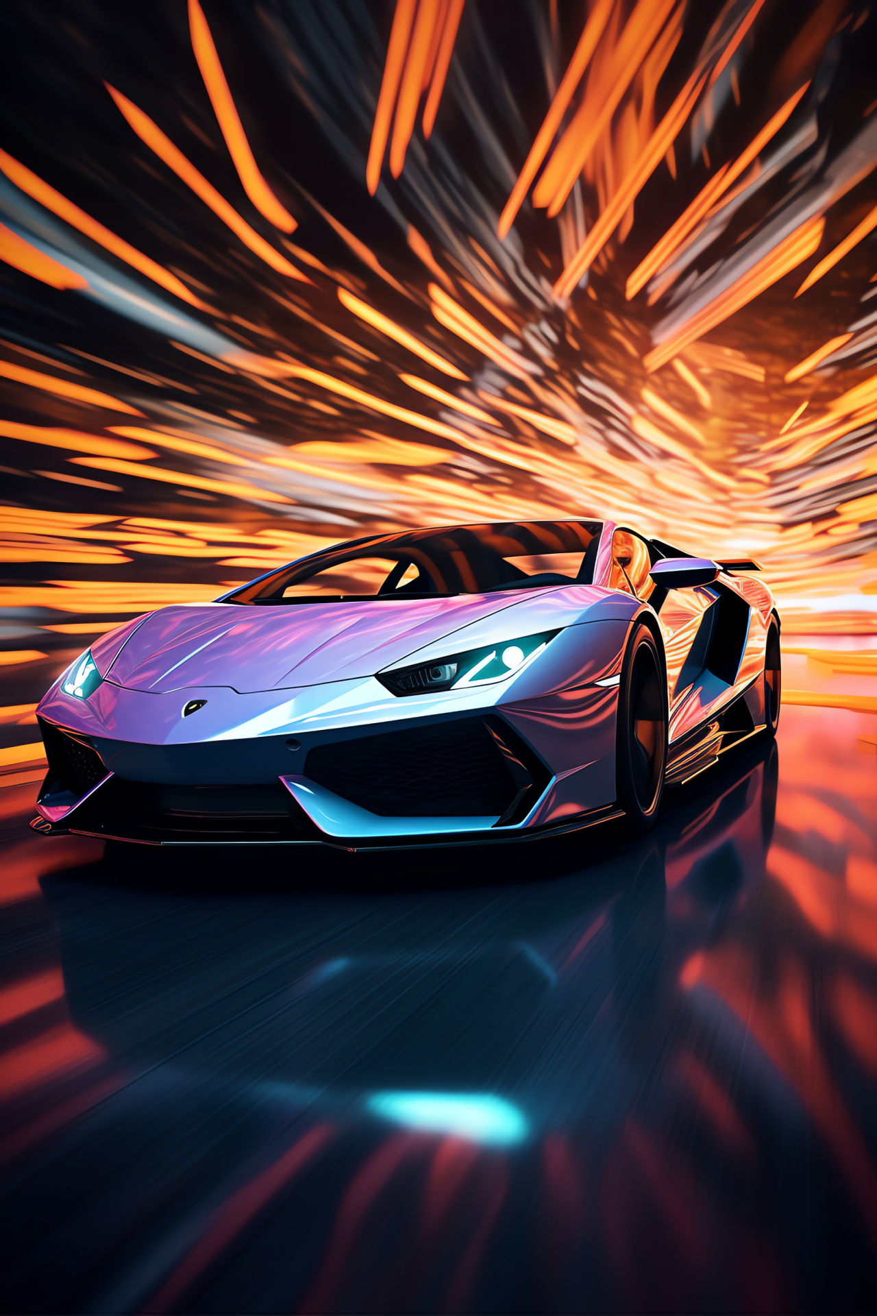 Dynamic Lamborghini design, Glowing car lines, Automotive patterns, Luxury vehicle, Strong visual dynamics, HD Phone Wallpaper