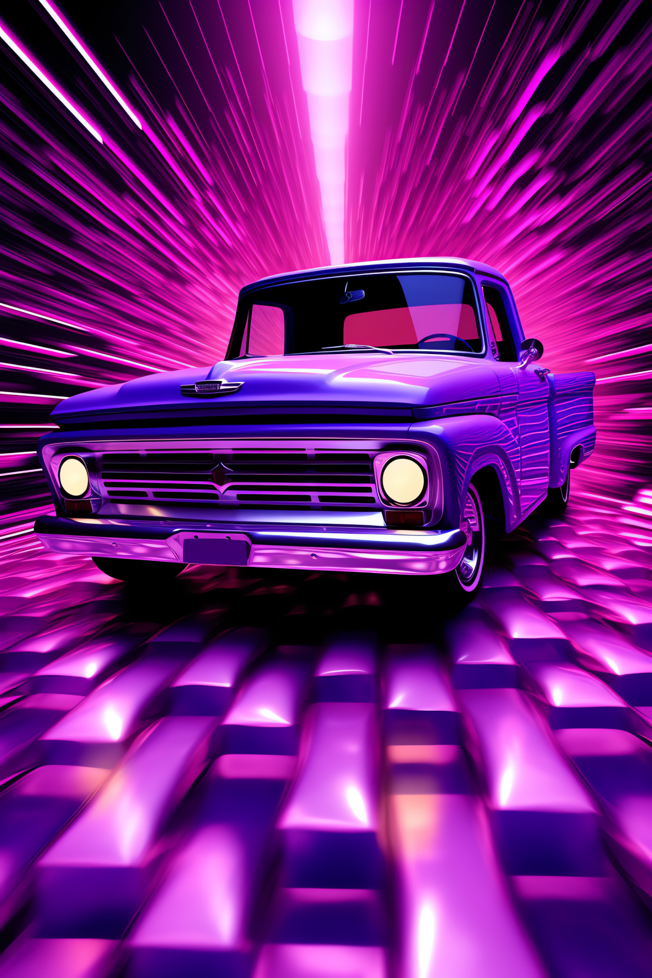 Ford F-1100 collectible, High perspective, Vintage vehicle, Purple truck, Ford classic, HD Phone Image