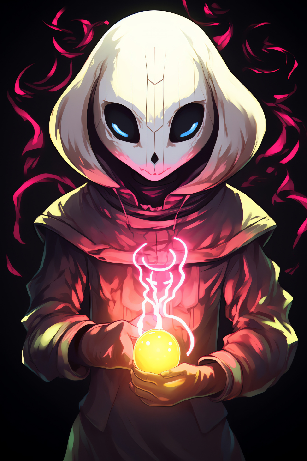 Asriel Dreemurr Undertale, Dark Backdrop, Radiant Trinket, Stylized Illustration, Unique Animation, HD Phone Image