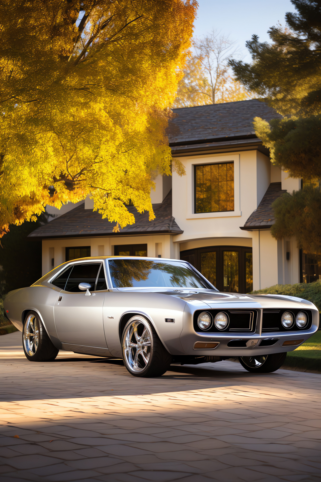 Custom Restomod Plymouth Barracuda, Specialized auto build, Upgraded classic, Metallic finish, Performance wheels, HD Phone Wallpaper