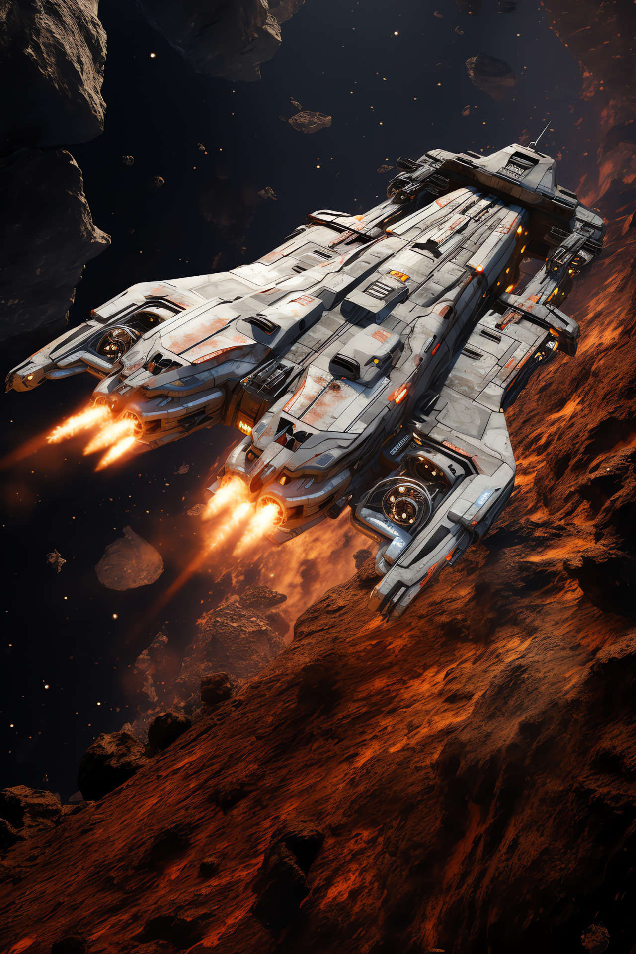 Combat-ready starfighter, Space skirmish, Orion cluster, Military precision, Star battle, HD Phone Wallpaper