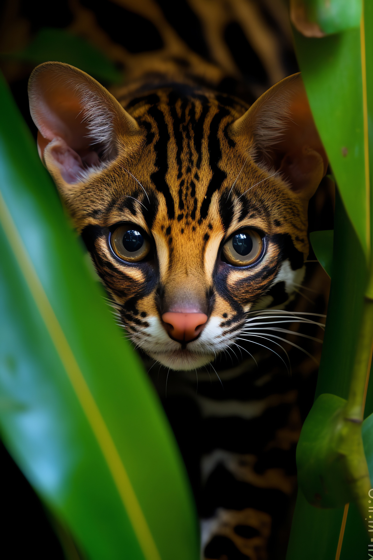 Wild Ocelot, golden gaze, exotically patterned, tropical forest habitat, agile feline, HD Phone Wallpaper