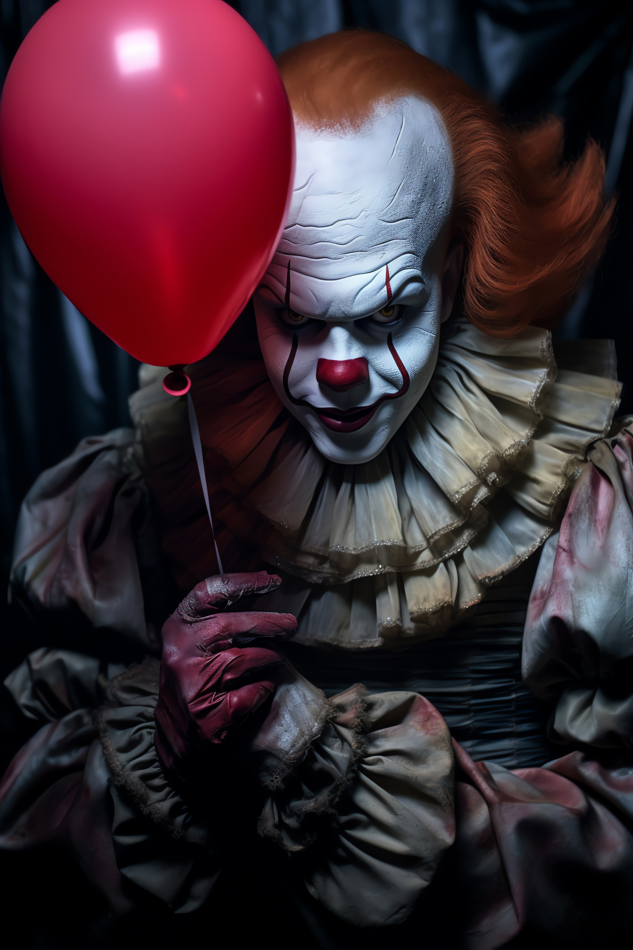 Pennywise The Clown, floating enigma, enthralling environment, haunting gaze, frightening sneer, HD Phone Image
